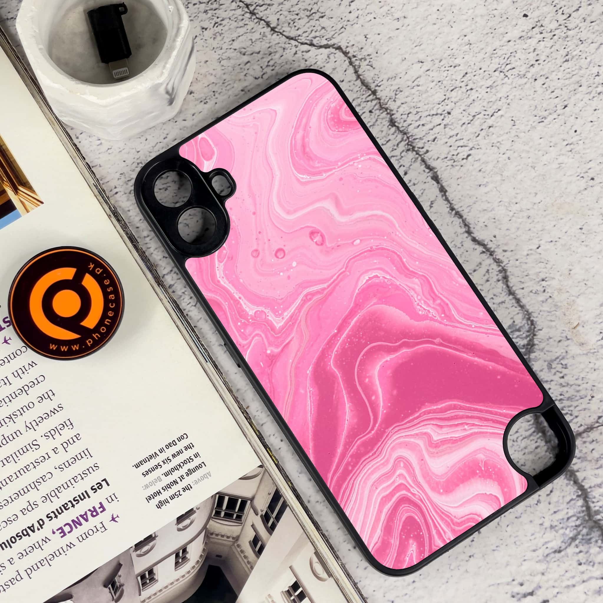 Nothing CMF Phone 1 - Pink Marble Series - Premium Metal Printed soft Bumper Shock Proof Case