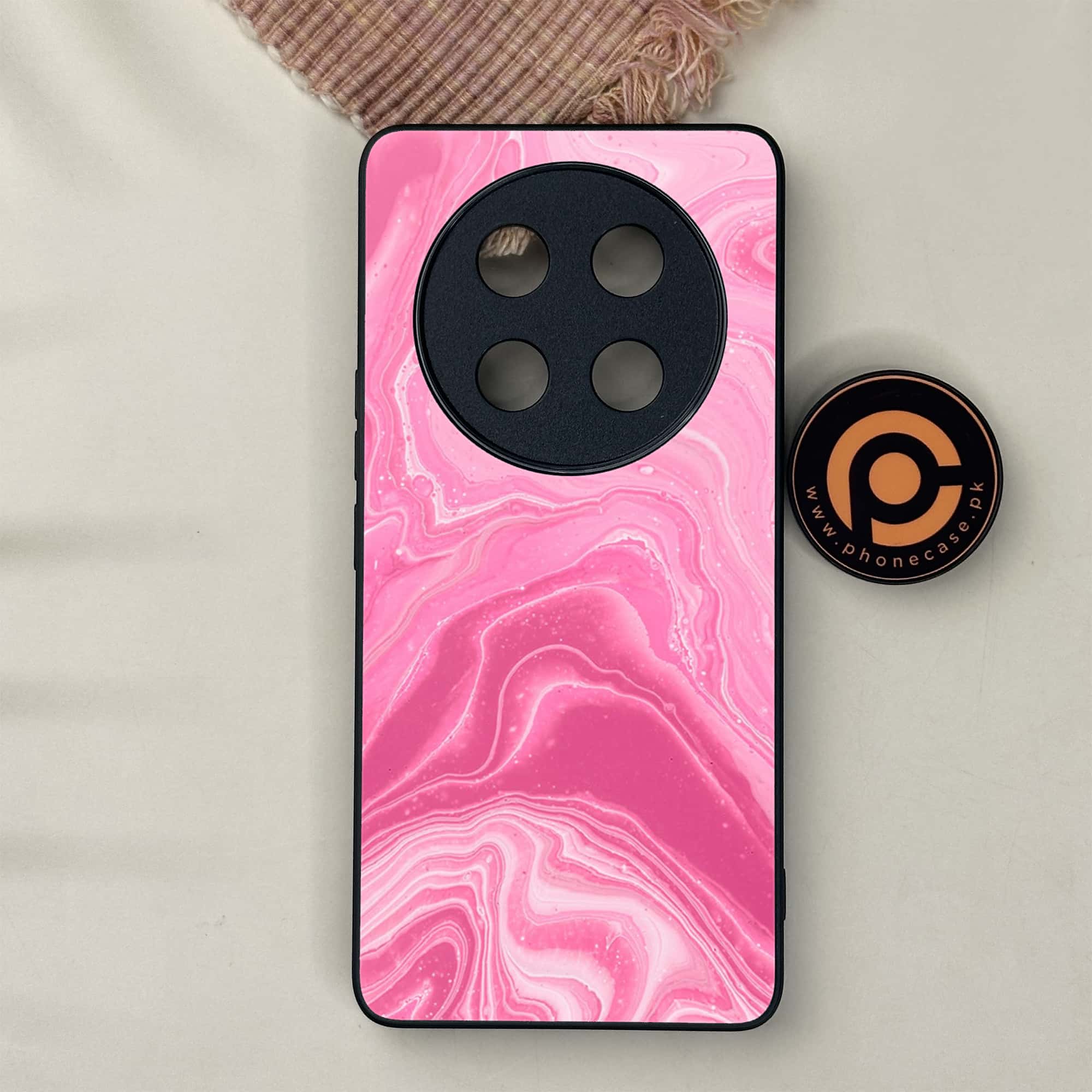 Honor X9c 5G - Pink Marble Series - Premium Metal Printed soft Bumper shock Proof Case