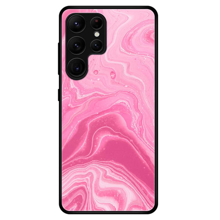 Samsung Galaxy S22 Ultra - Pink Marble Design 3- Premium Metal Printed soft Bumper shock Proof Case CS-37597