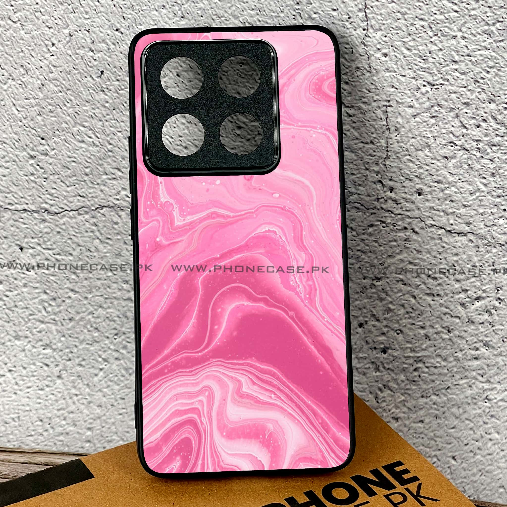 Xiaomi 14T - Pink Marble Series - Premium Printed Glass soft Bumper shock Proof Case