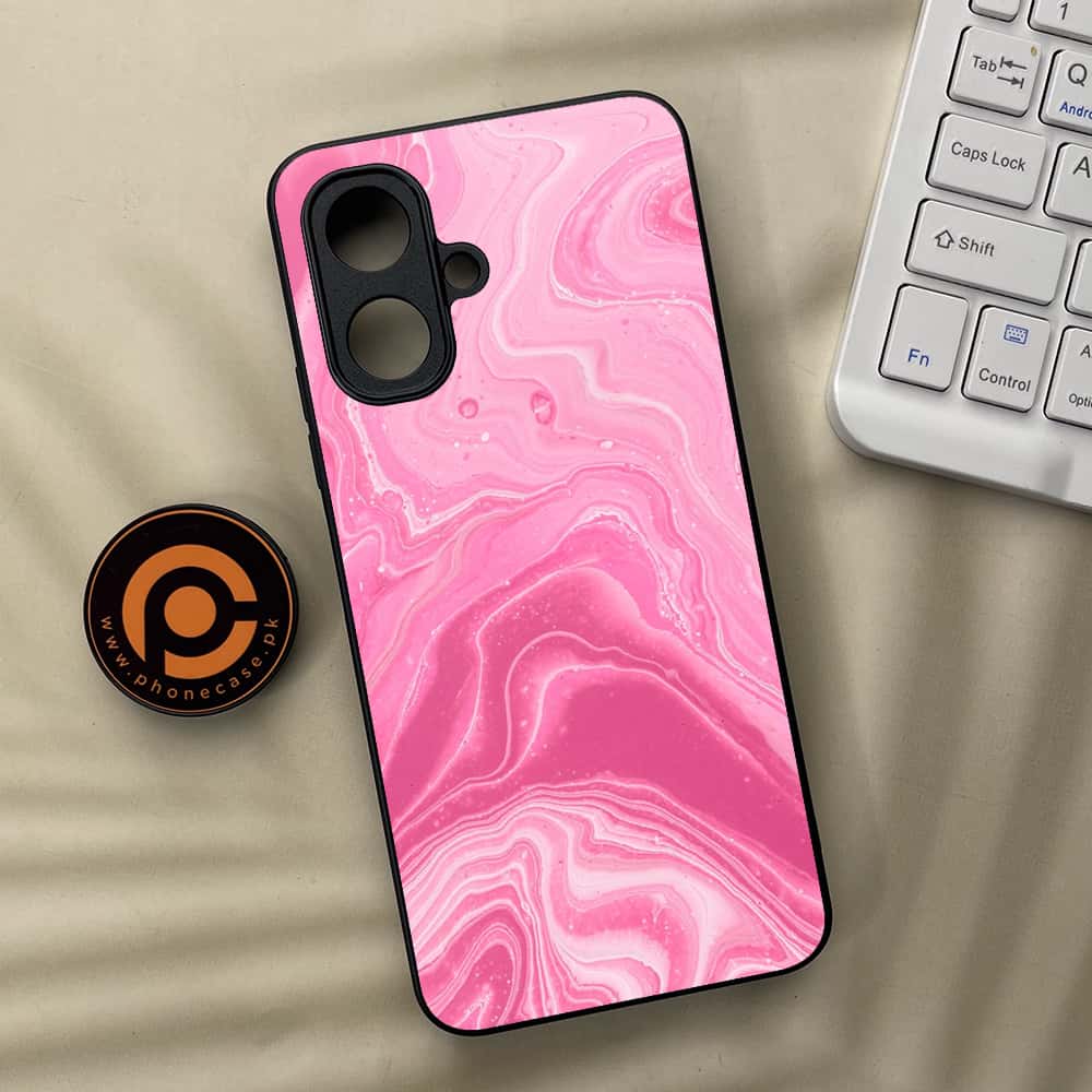 Tecno Spark Go 2 - Pink Marble Series - Premium Metal Printed soft Bumper Shock Proof Case
