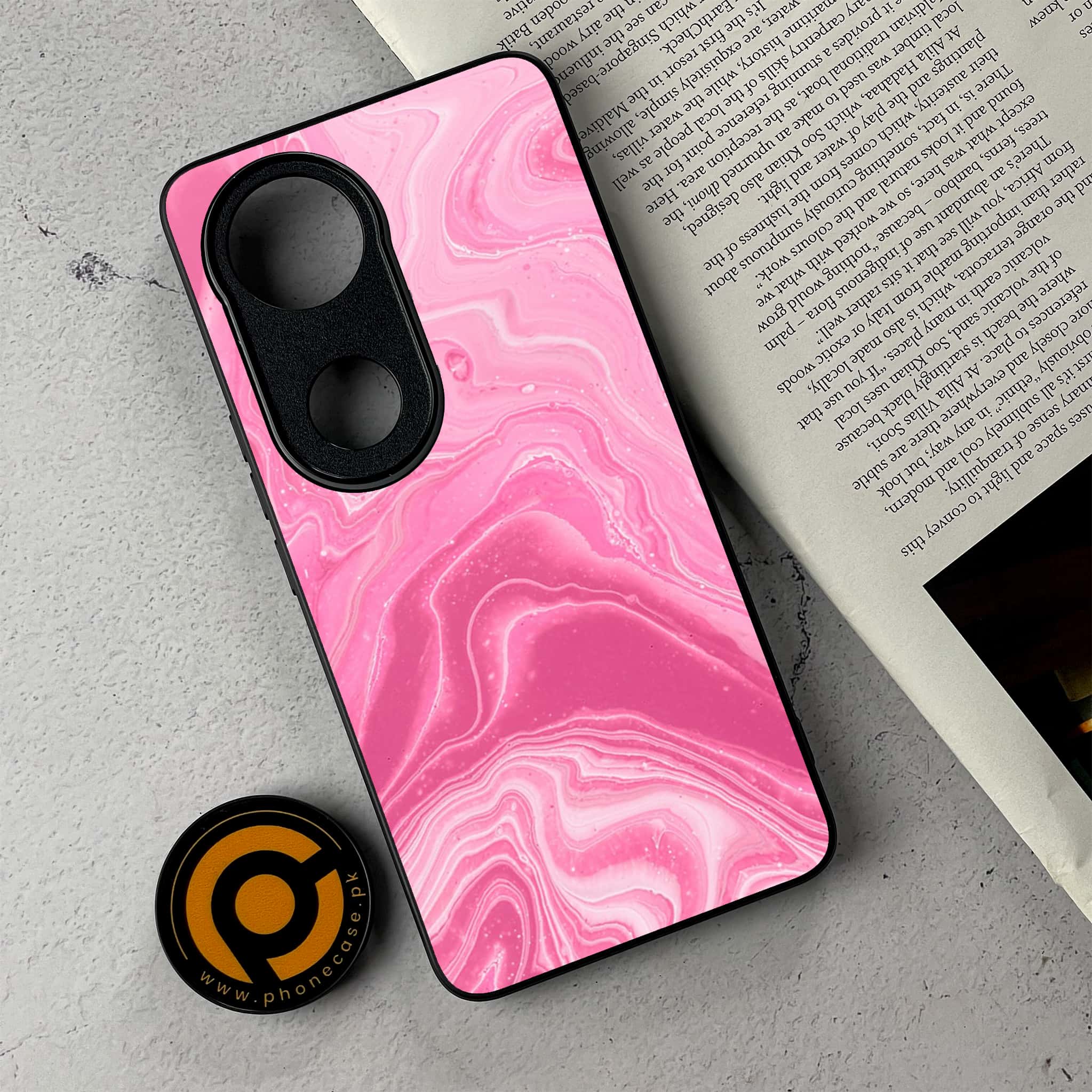 Vivo V50 -   Pink Marble Series - Premium Metal Printed Soft Bumper Shockproof Case