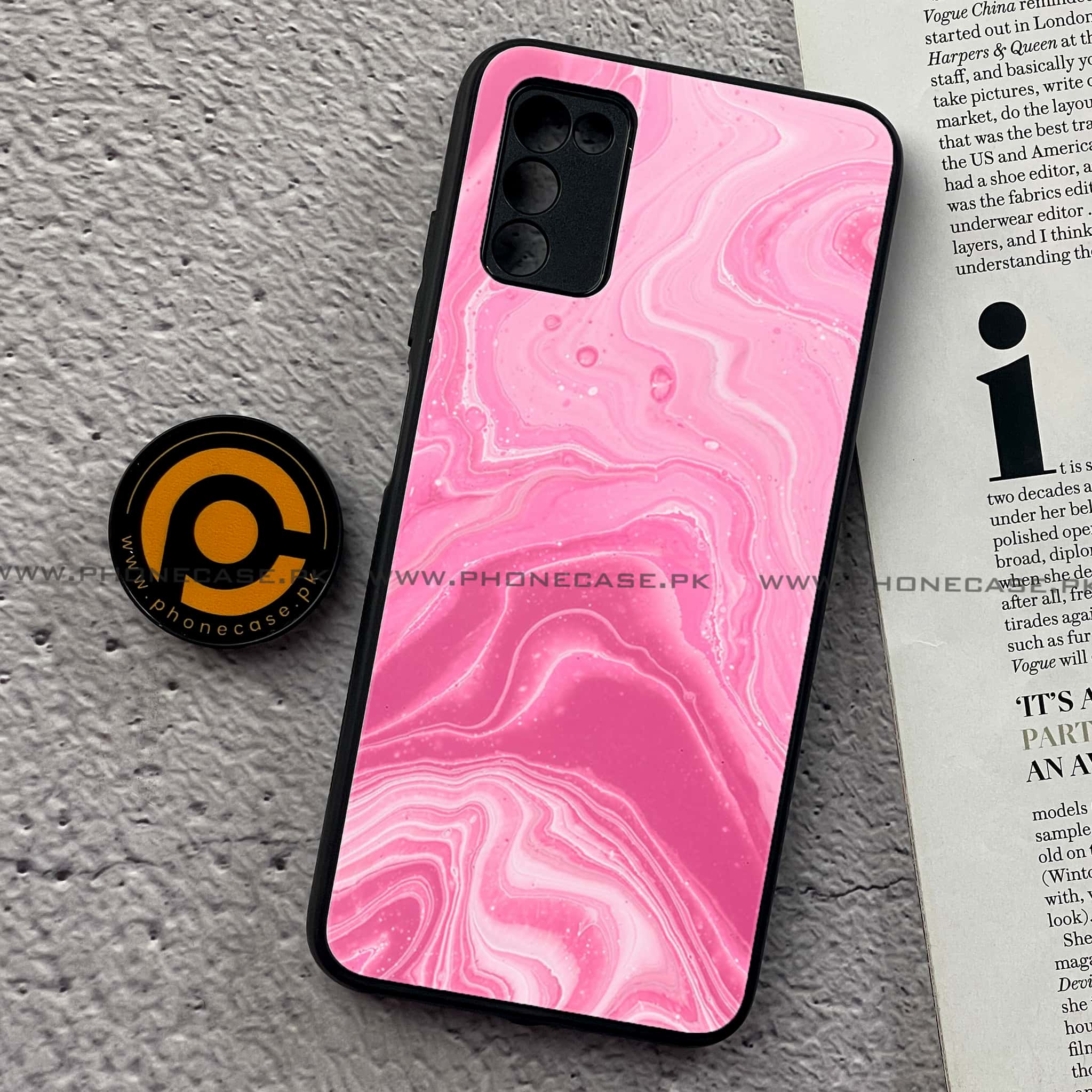 Samsung Galaxy A02s - Pink Marble Series - Premium Printed Metal soft Bumper shock Proof Case