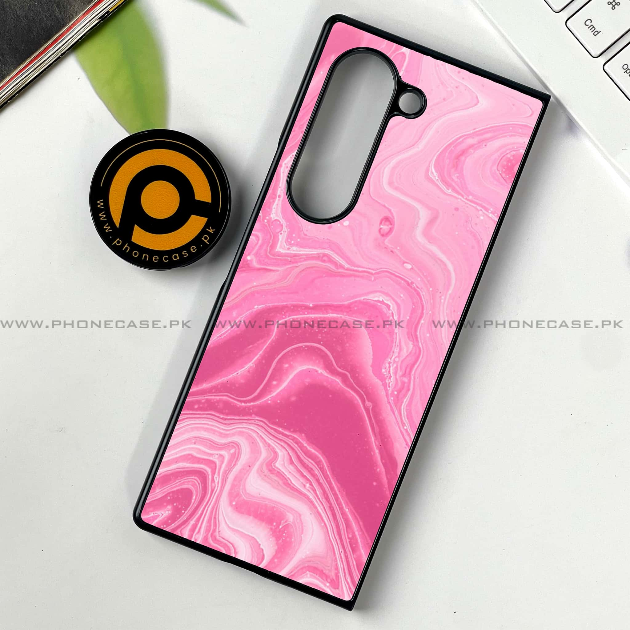 Samsung Galaxy Z Fold 6 - Pink Marble Series - Premium Printed Metal soft Bumper shock Proof Case