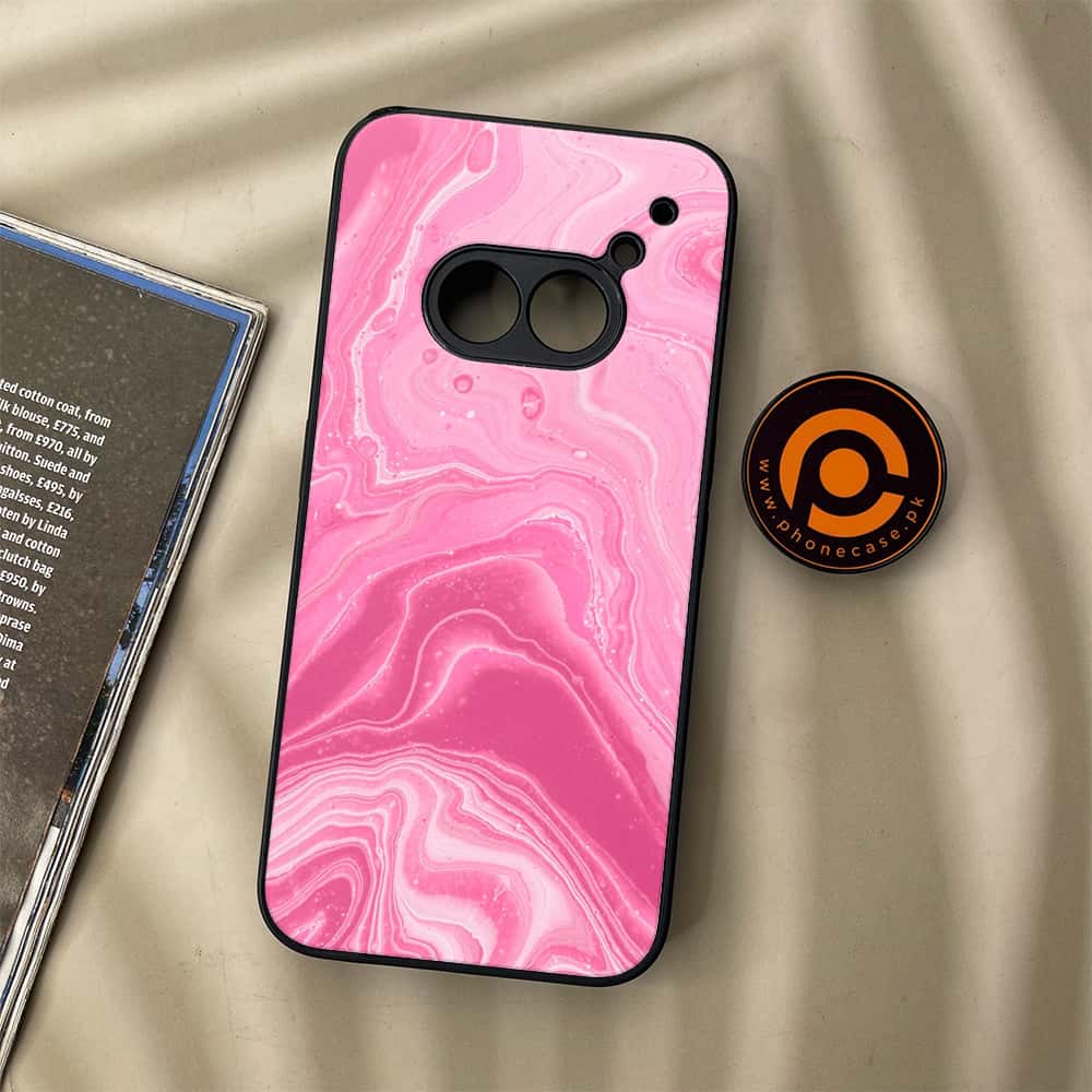 Nothing Phone (2a) - Pink Marble Series - Premium Metal Printed soft Bumper Shock Proof Case