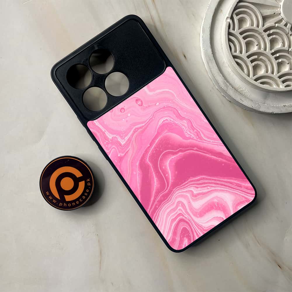 Xiaomi Poco F6 Pro - Pink Marble Series - Premium Metal Printed soft Bumper shock Proof Case