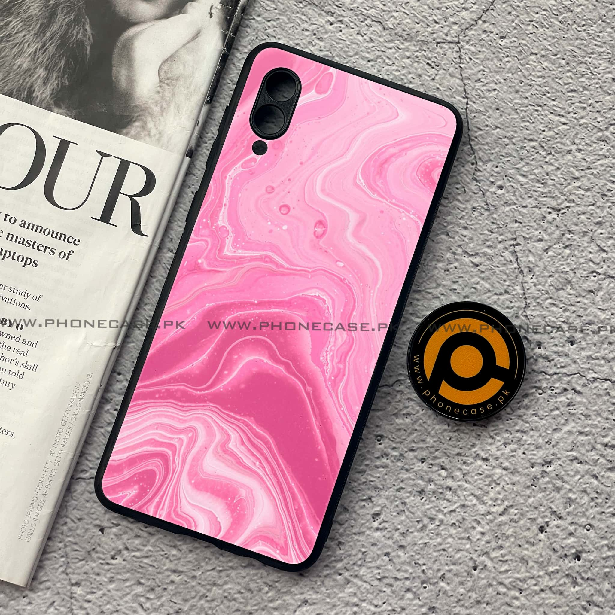 Samsung Galaxy A02 - Pink Marble Series - Premium Printed Metal soft Bumper shock Proof Case