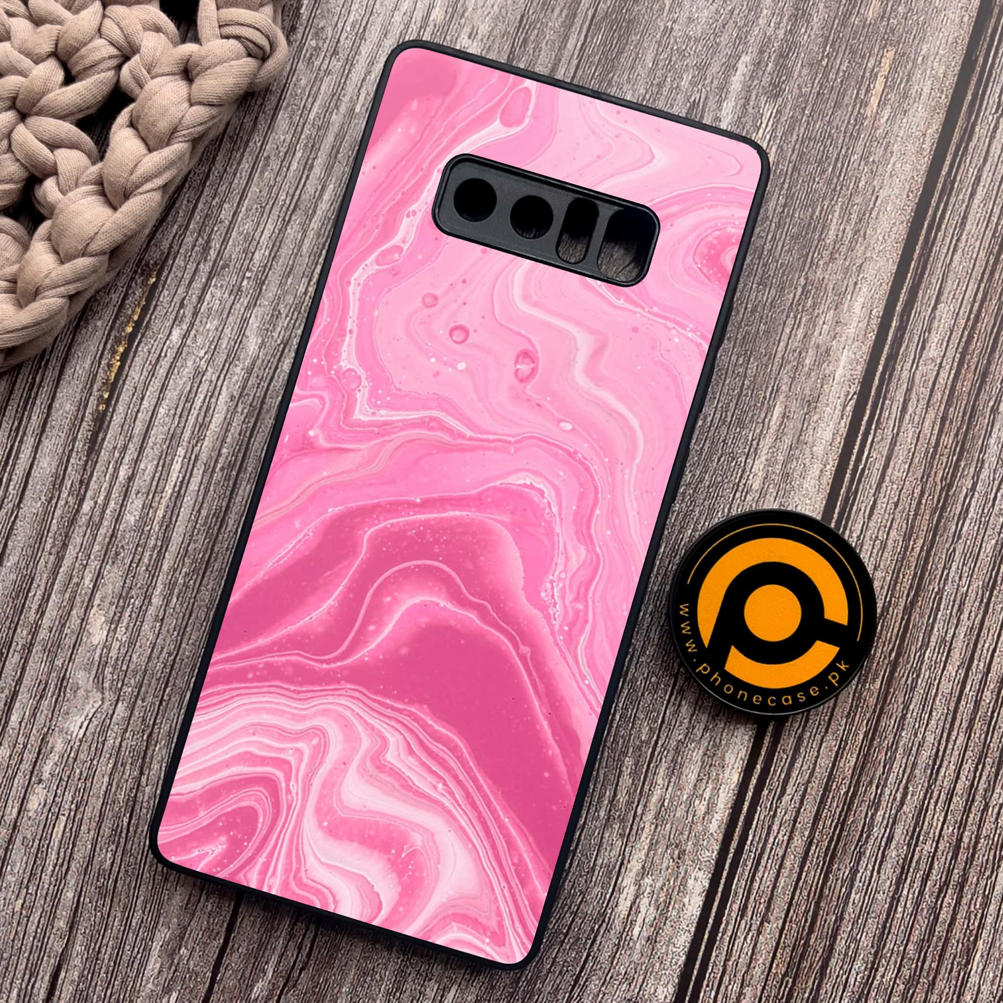 Samsung Galaxy Note 8 - Pink Marble Series - Premium Metal Printed soft Bumper shock Proof Case