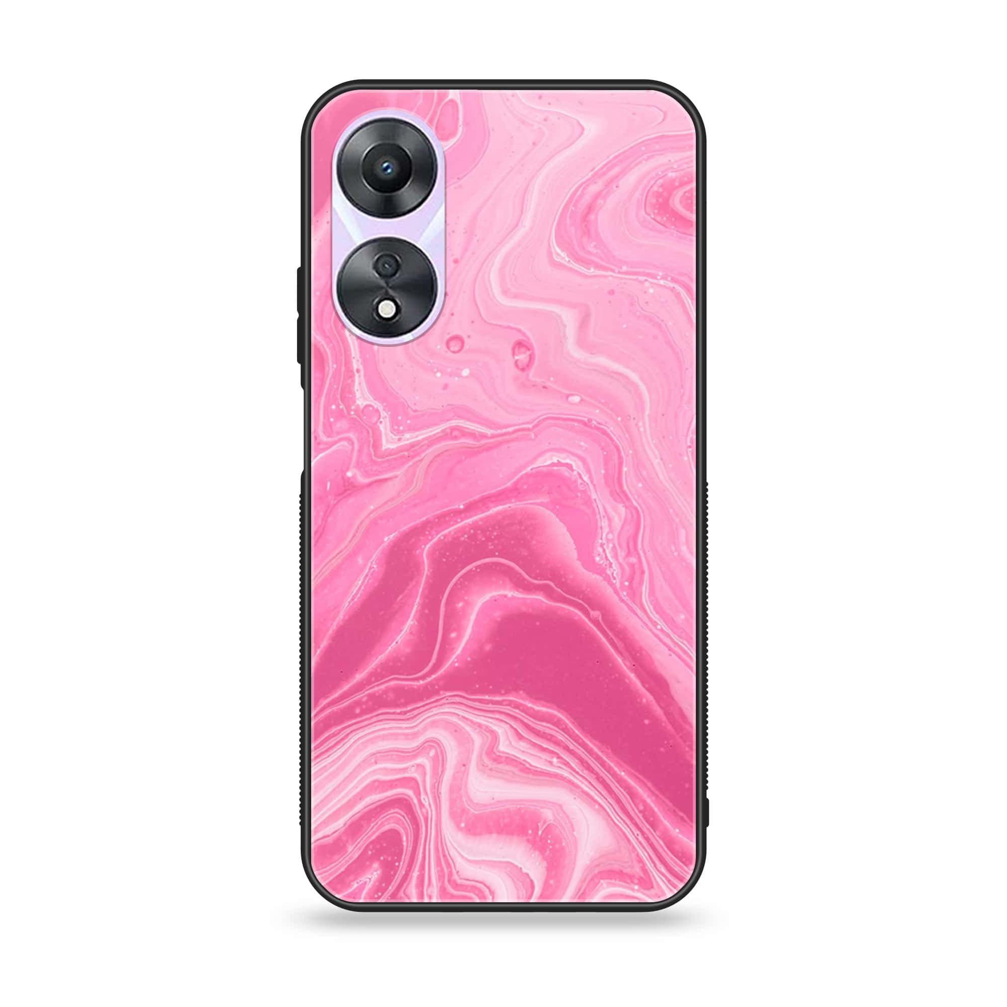 Oppo A78 4G - Pink Marble Series - Premium Printed Glass soft Bumper shock Proof Case