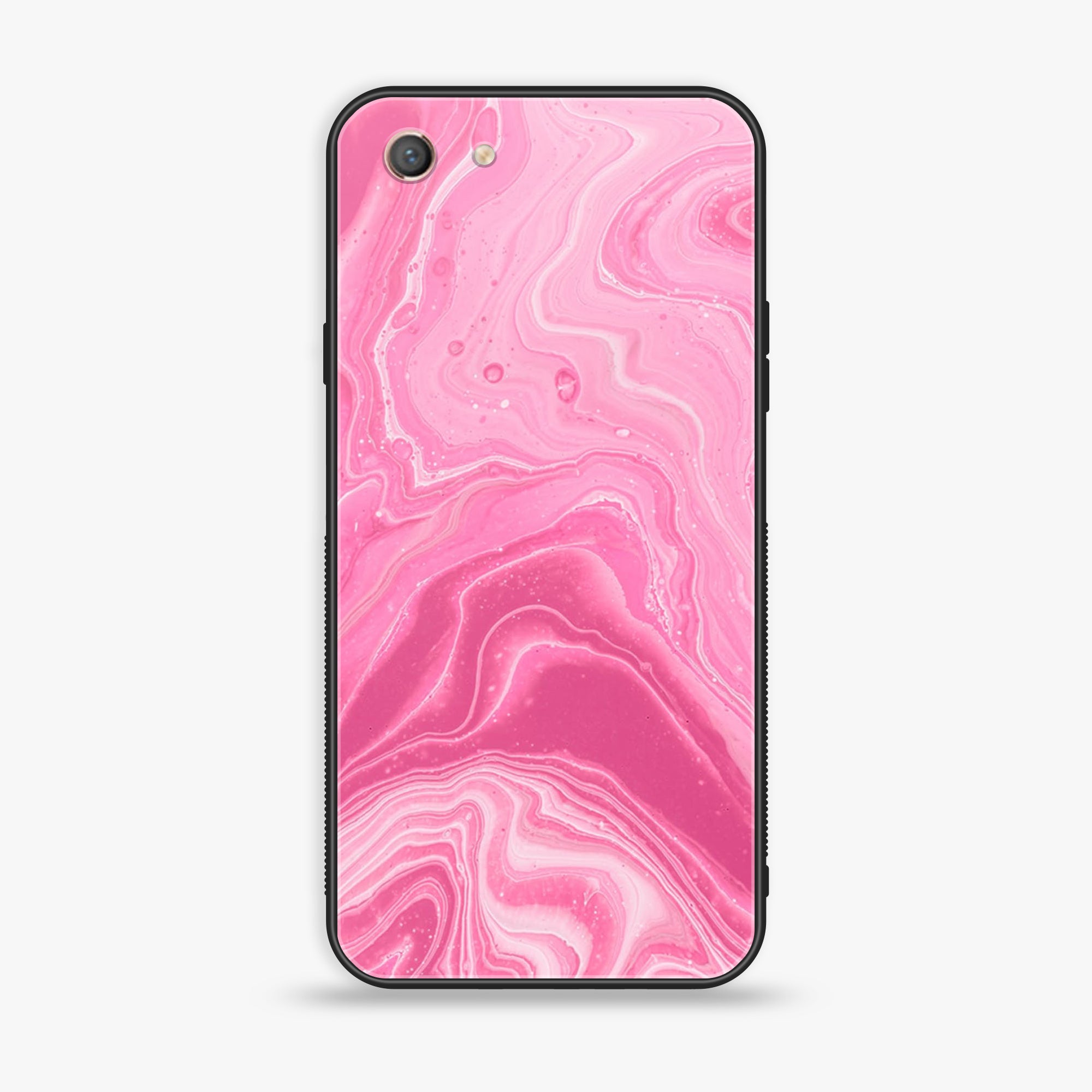 Oppo A71 (2017)  - Pink Marble Series - Premium Printed Glass soft Bumper shock Proof Case