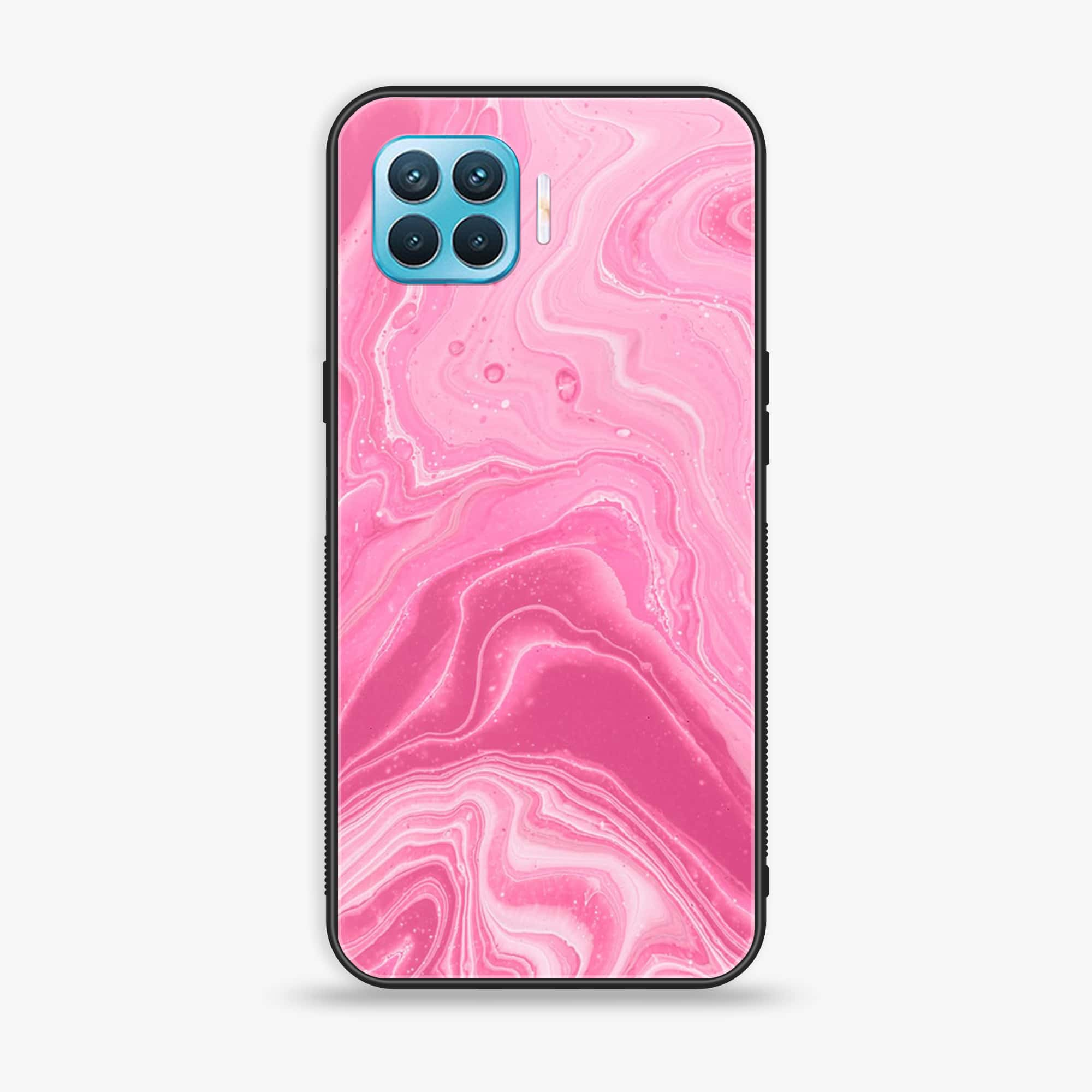 Oppo F17 Pro - Pink Marble Series - Premium Printed Glass soft Bumper shock Proof Case