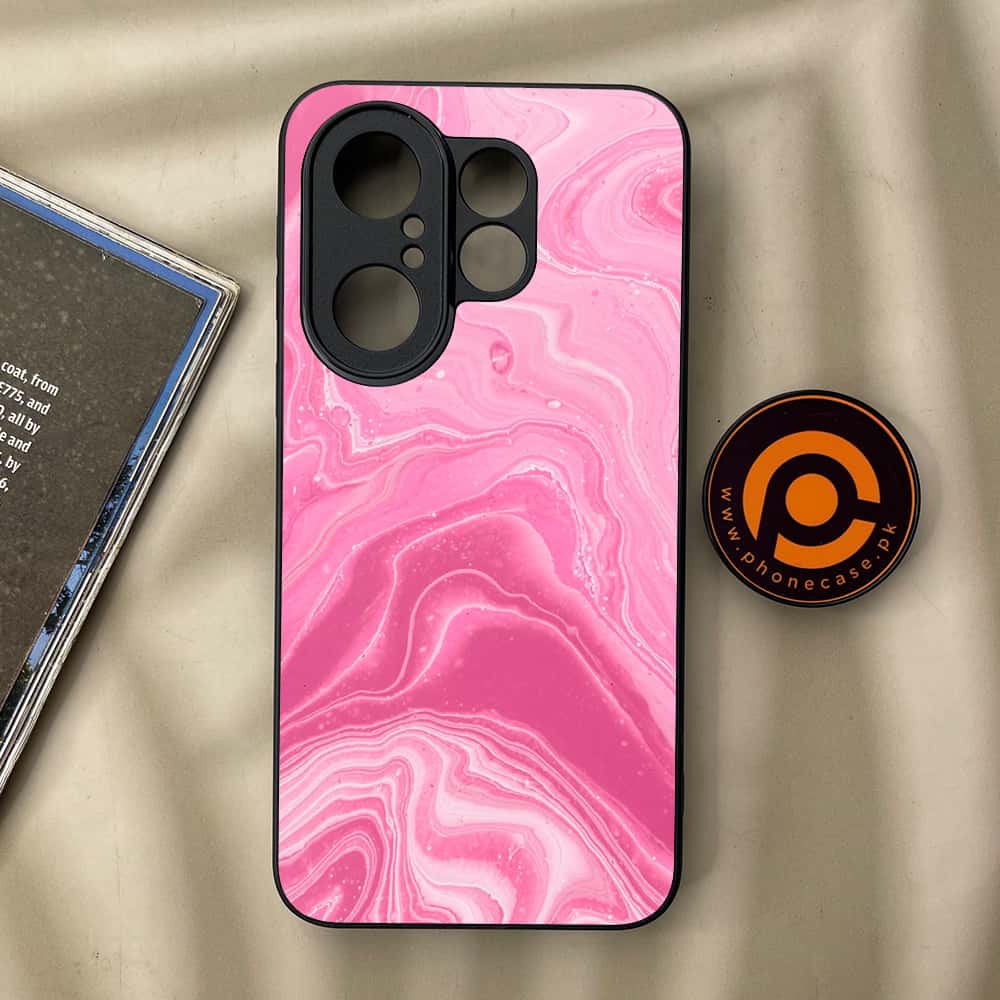 Vivo X200 FE - Pink Marble Series - Premium Metal Printed soft Bumper Shock Proof Case