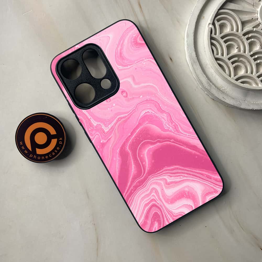 Oppo Reno 14 5G - Pink Marble Series - Premium Metal Printed soft Bumper shock Proof Case
