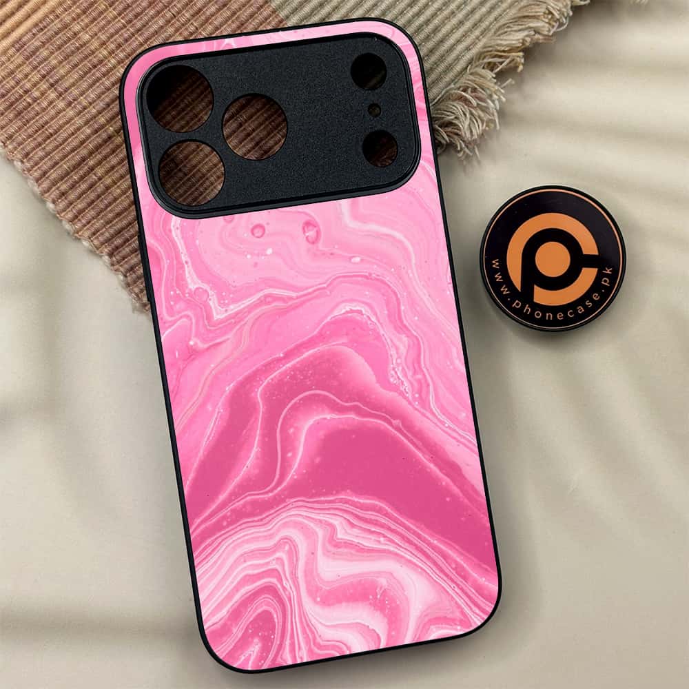 iPhone 17 Pro Max - Pink Marble Series - Premium Metal Printed soft Bumper shock Proof Case