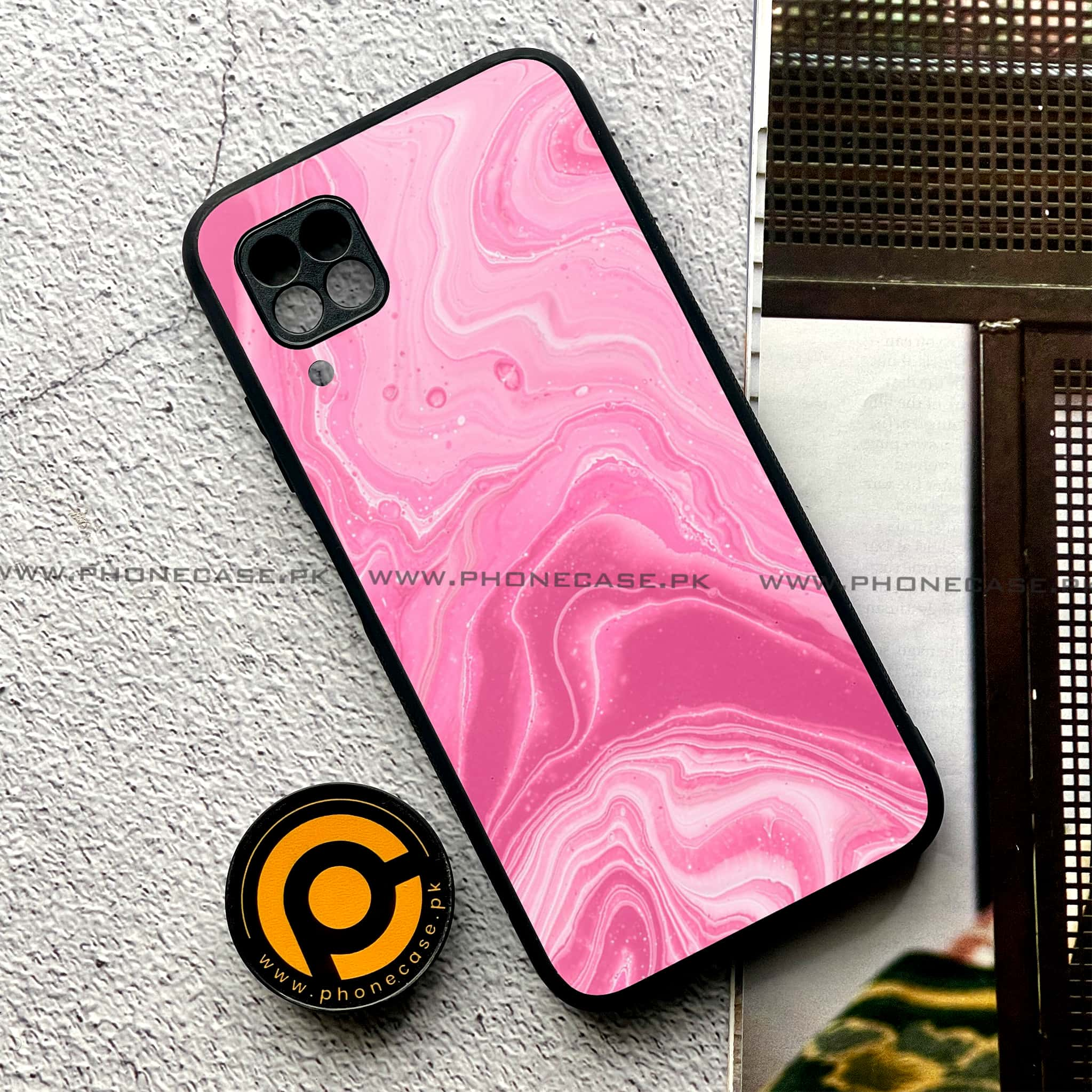 Huawei P40 Lite - Pink Marble Series - Premium Printed Glass soft Bumper shock Proof Case