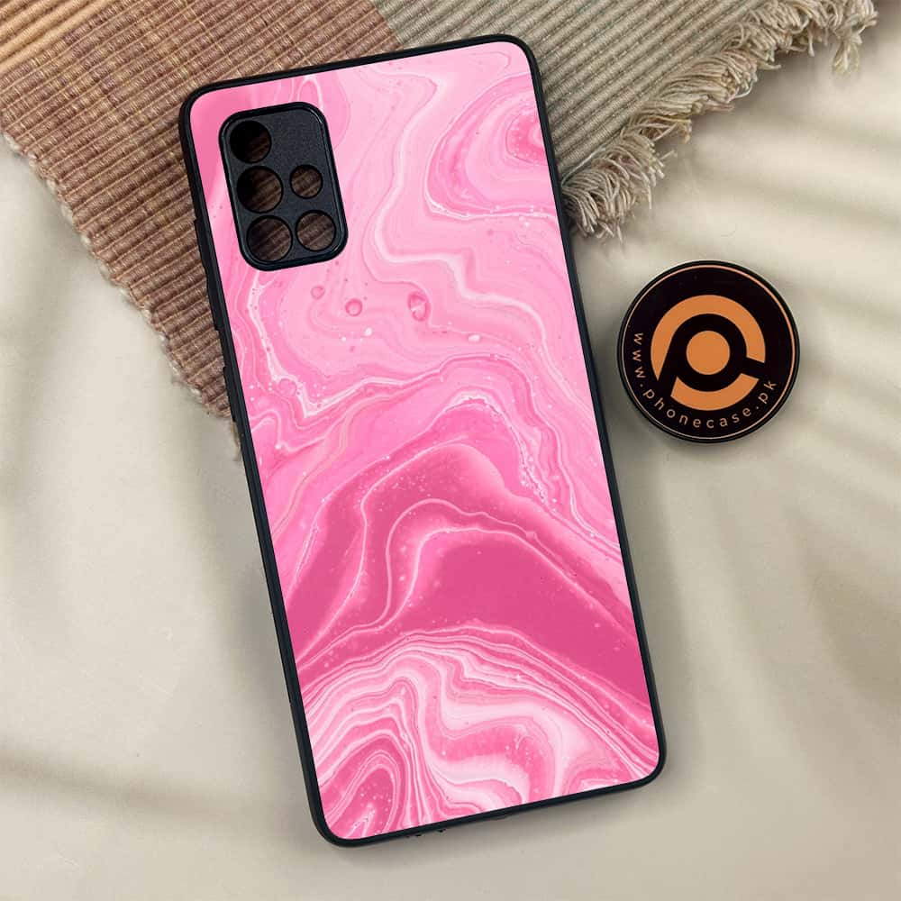 Samsung Galaxy A71 - Pink Marble Series - Premium Metal Printed soft Bumper shock Proof Case