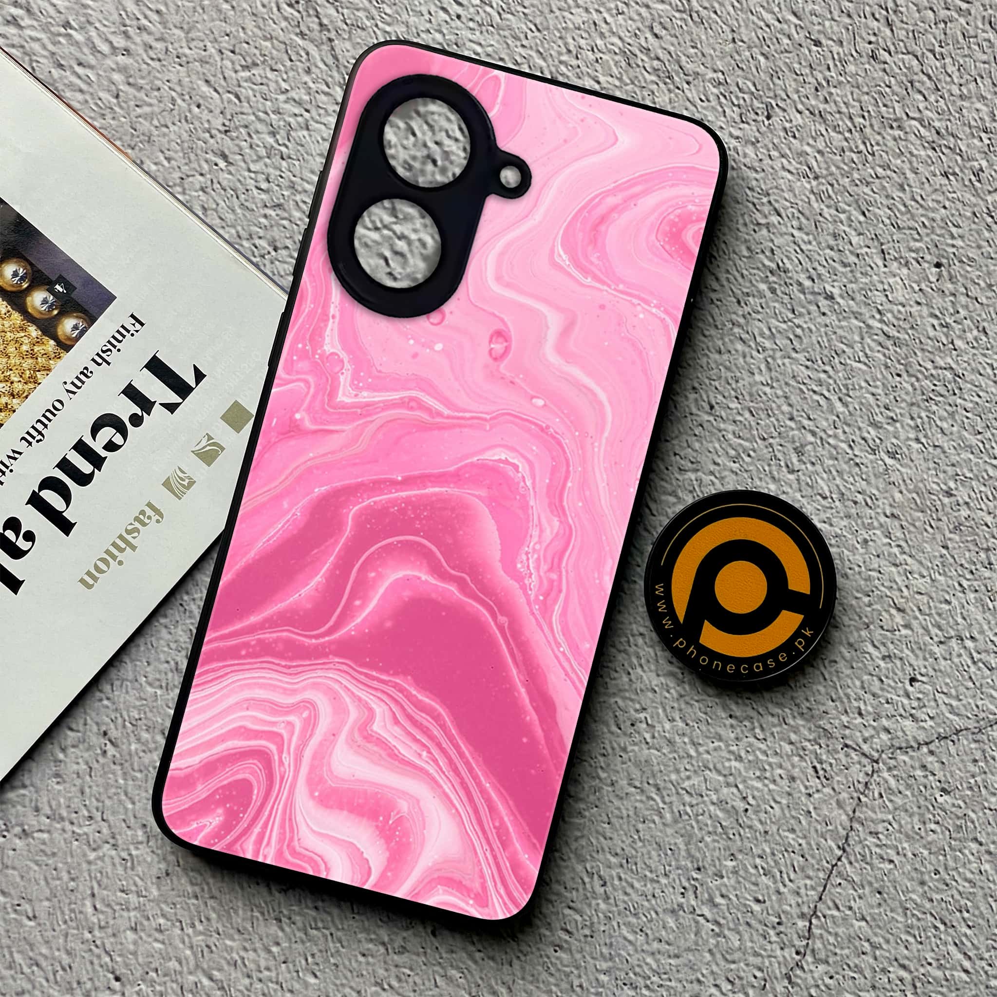 Xiaomi Redmi A5 - Pink Marble Series - Premium Metal Printed soft Bumper shock Proof Case
