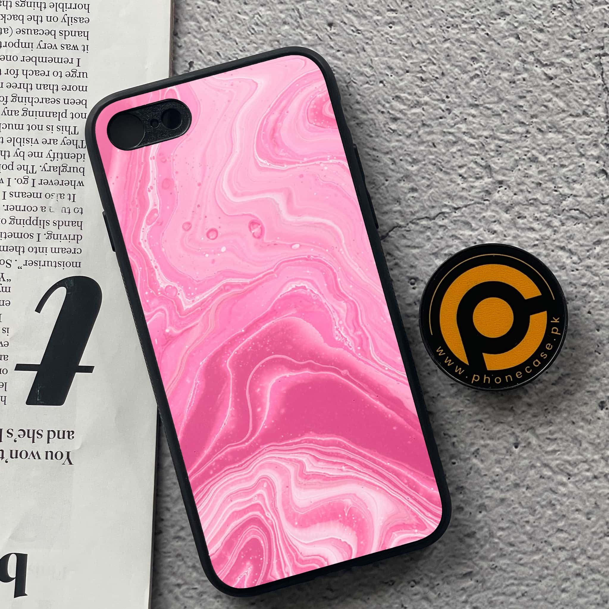 iPhone 7 / 8 - Pink Marble Series - Premium Printed Glass soft Bumper shock Proof Case