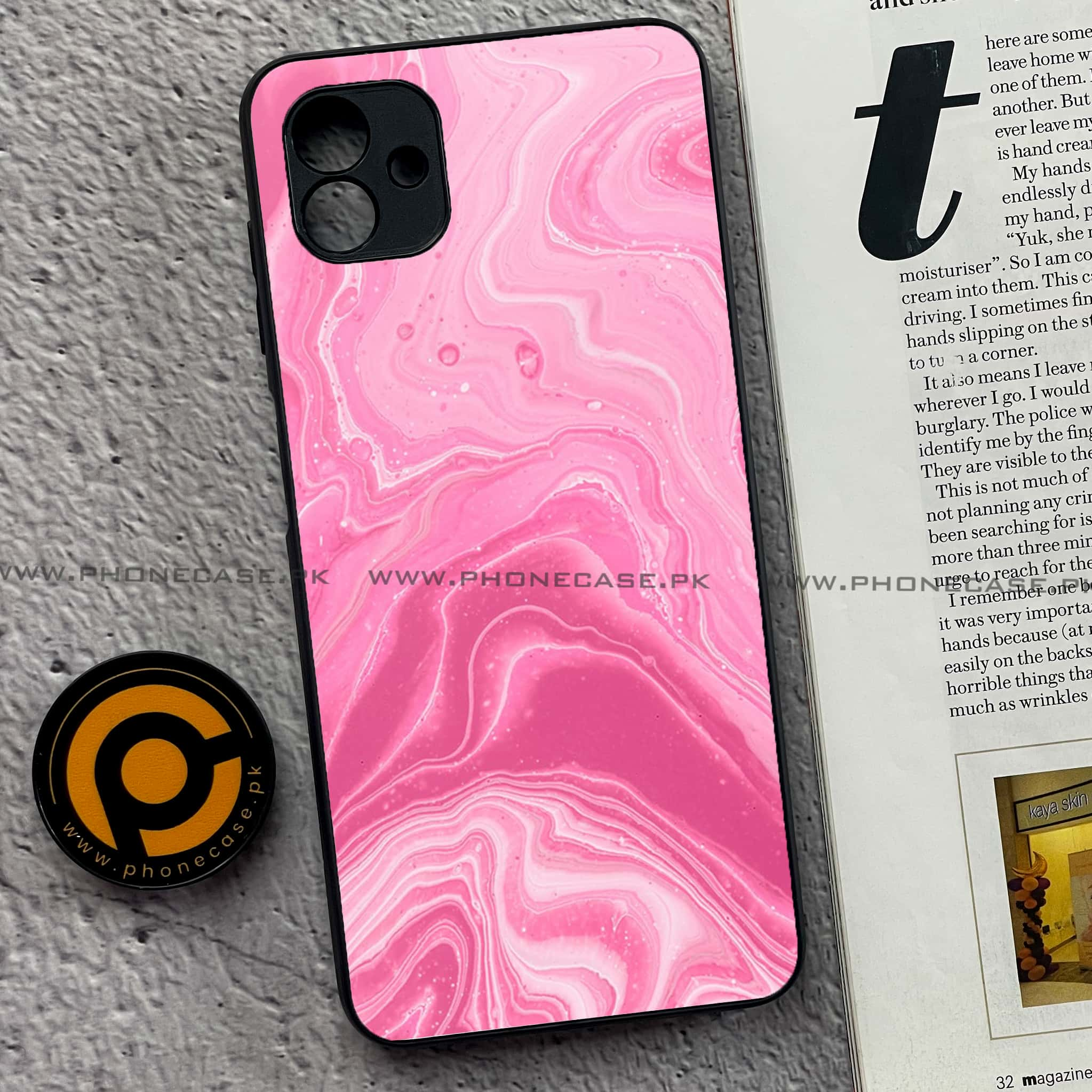 Samsung Galaxy A04 - Pink Marble Series - Premium Printed Glass soft Bumper shock Proof Case