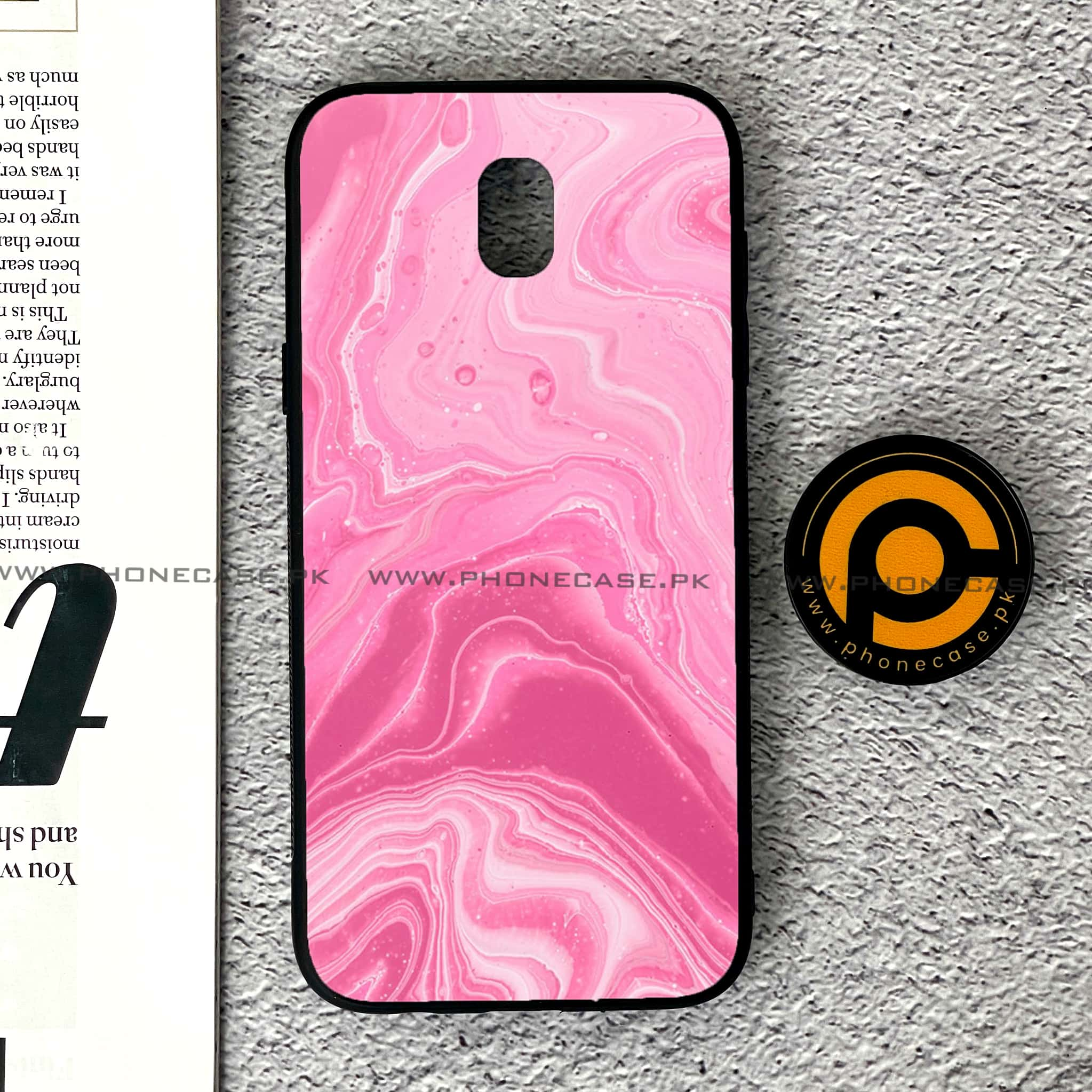 Samsung Galaxy J5 Pro 2017 - Pink Marble Series - Premium Printed Metal soft Bumper shock Proof Case