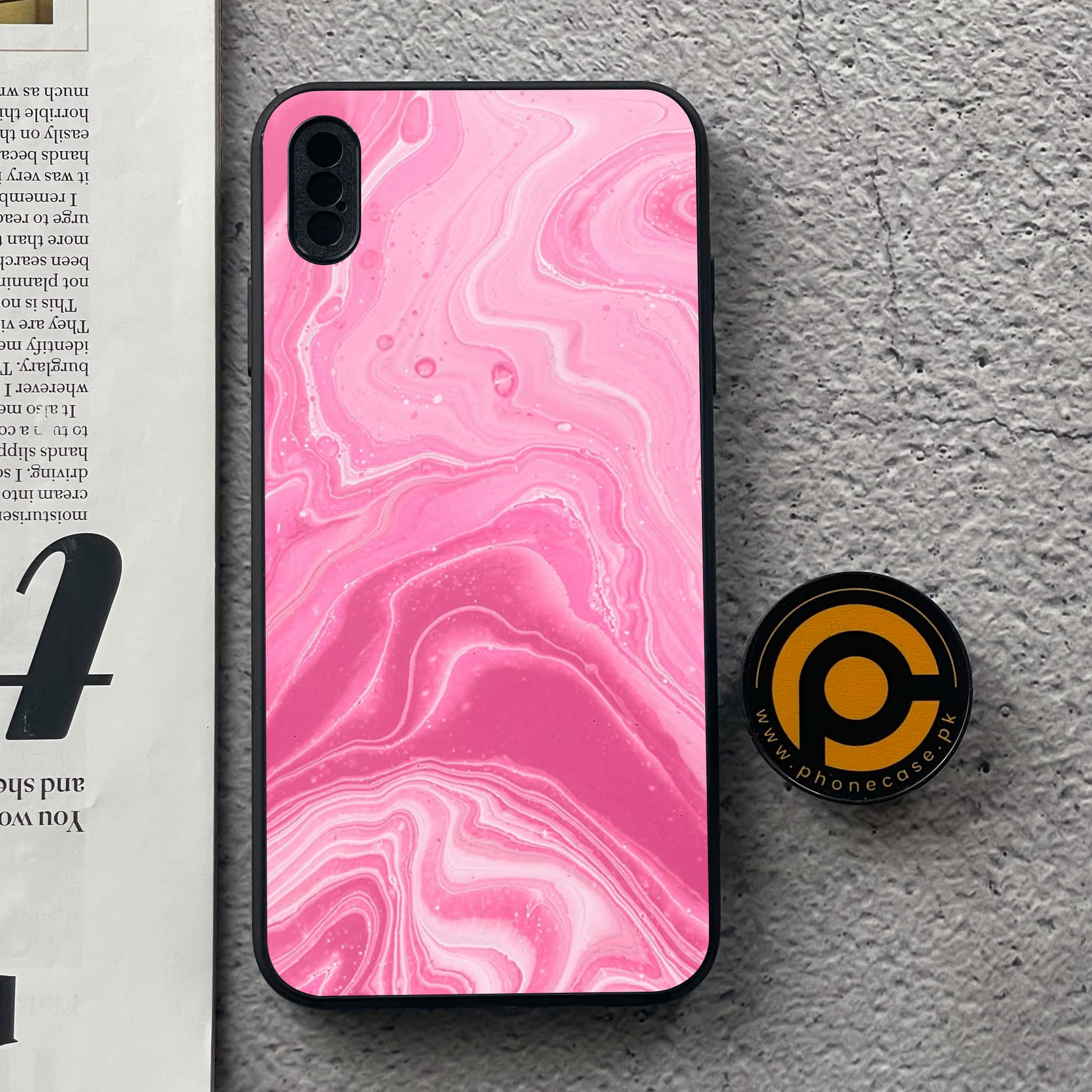 iPhone Xs Max - Pink Marble Series - Premium Metal Printed soft Bumper shock Proof Case