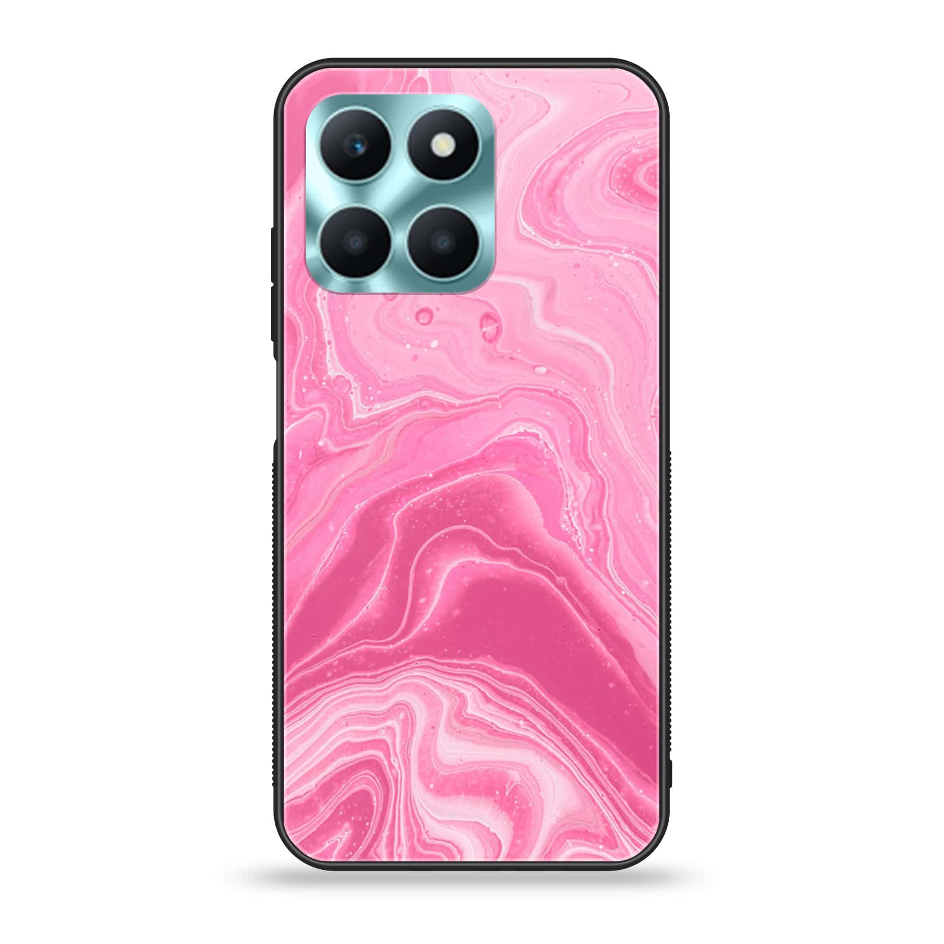 Honor X6a - Pink Marble Series - Premium Printed Glass soft Bumper shock Proof Case