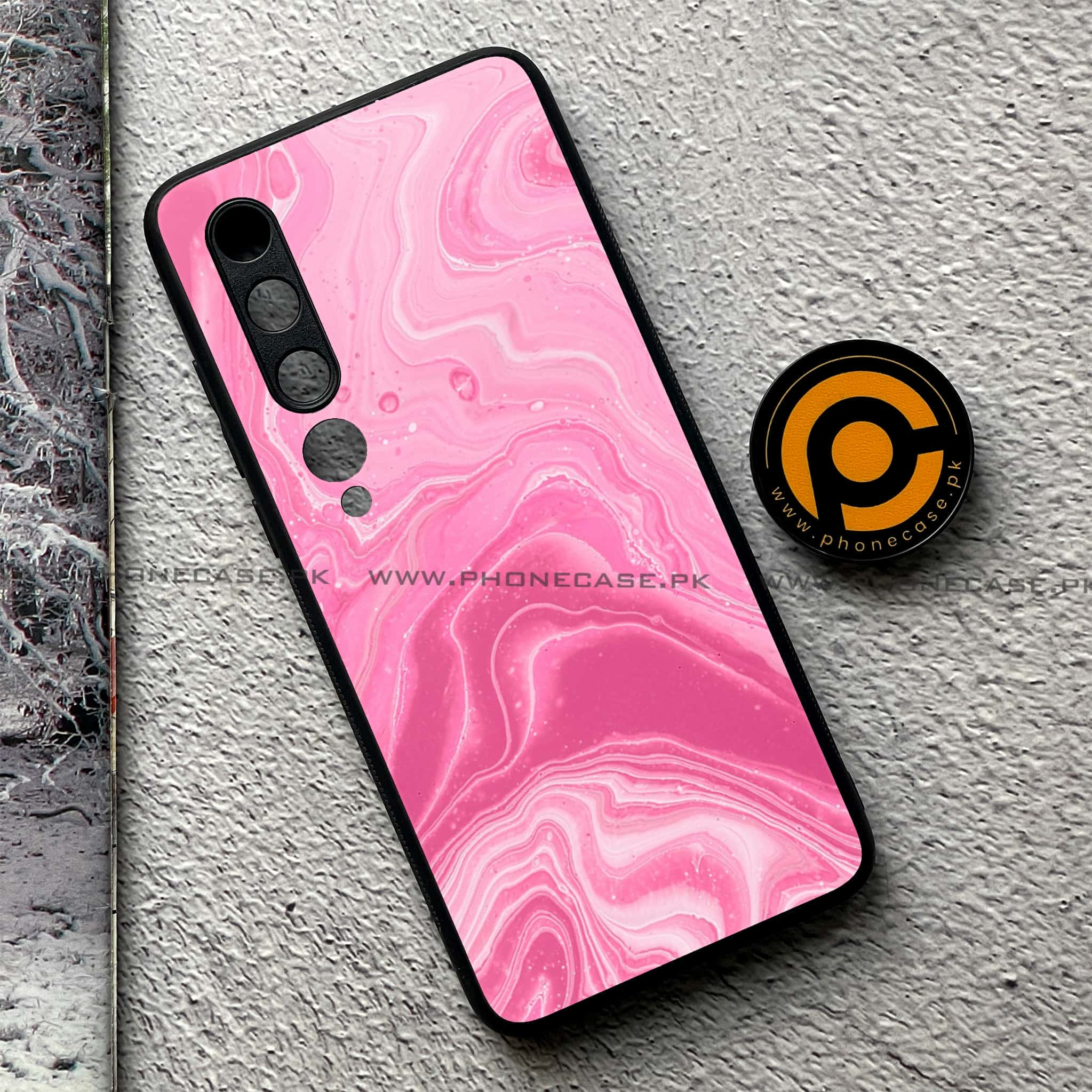 Xiaomi Mi 10 - Pink Marble Series - Premium Printed Glass soft Bumper shock Proof Case