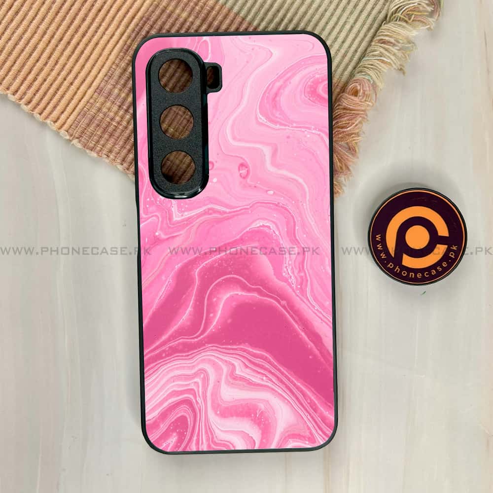 Infinix Hot 60i - Pink Marble Series - Premium Metal Printed soft Bumper shock Proof Case
