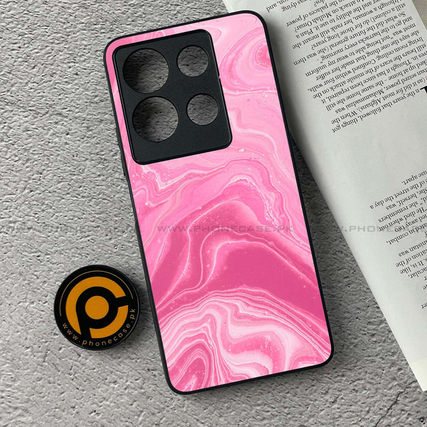 Infinix Note 30 - Pink Marble  Design 3 - Premium Printed Glass soft Bumper shock Proof Case  CS-26668