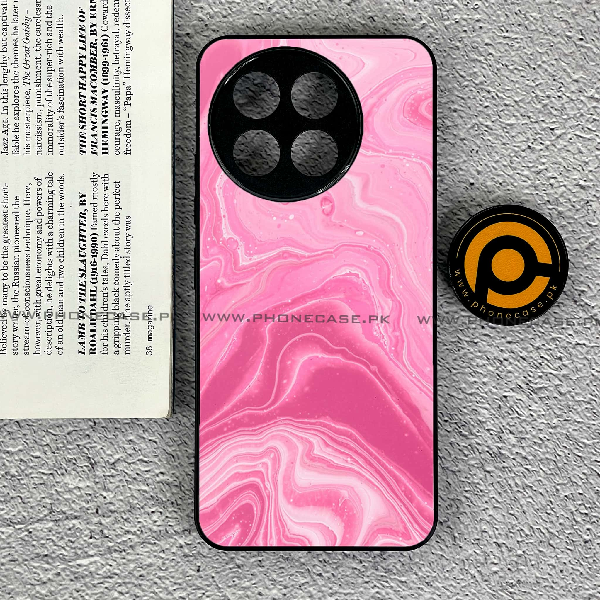 Tecno Spark 30 Pro - Pink Marble Series - Premium Printed Glass soft Bumper shock Proof Case