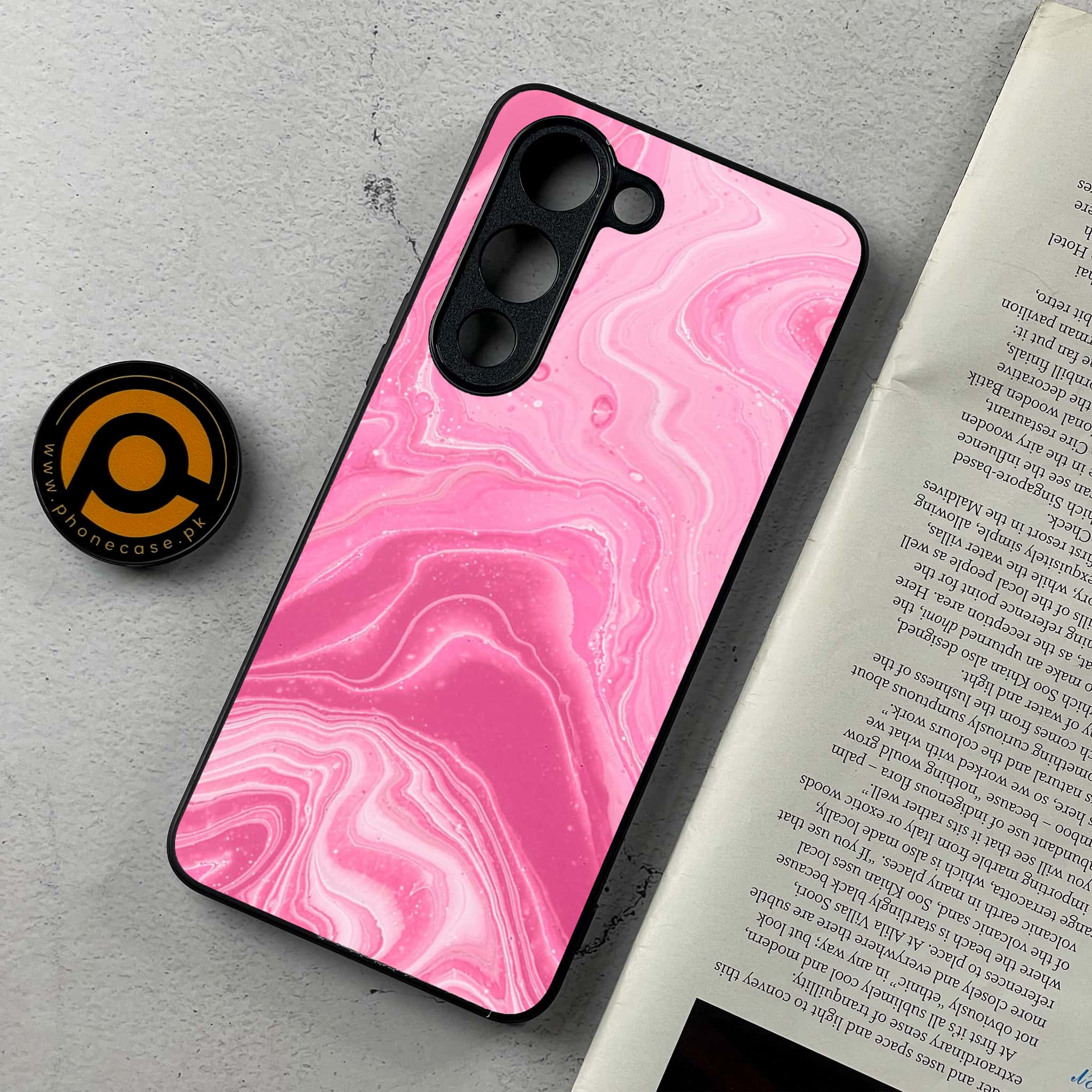 Vivo Y04 - Pink Marble Series - Premium Metal Printed Soft Bumper Shockproof Case