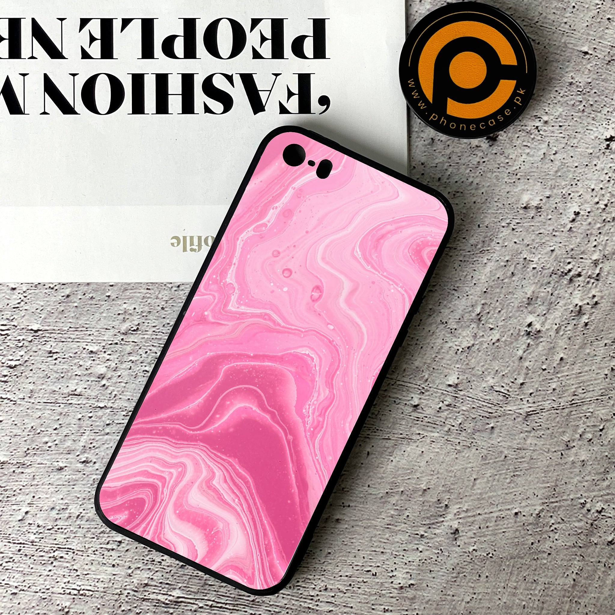 iPhone 5/5c/5s - Pink Marble Series - Premium Printed Glass soft Bumper shock Proof Case