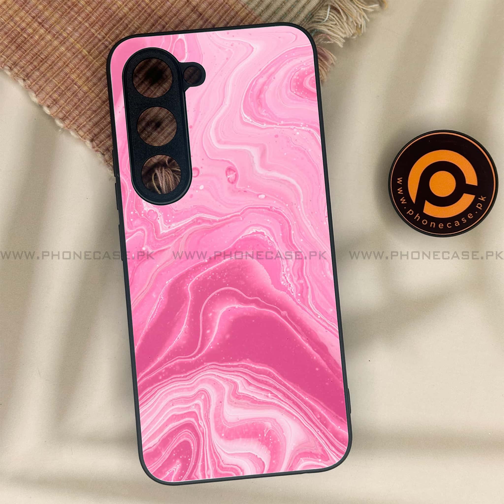 Tecno Spark 40 Pro - Pink Marble Series - Premium Metal Printed soft Bumper shock Proof Case