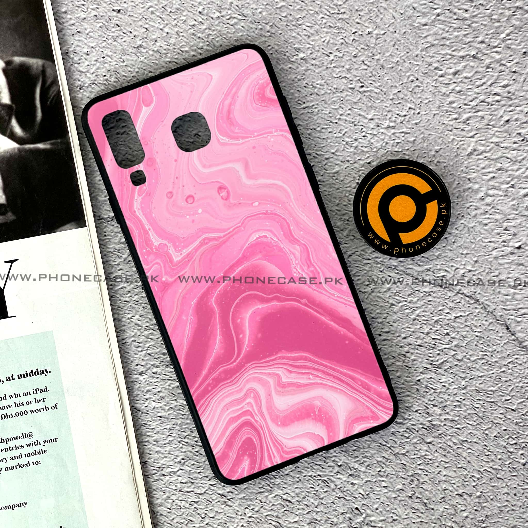 Samsung Galaxy A8 Star(A9 Star) - Pink Marble Series - Premium Printed Glass soft Bumper shock Proof Case