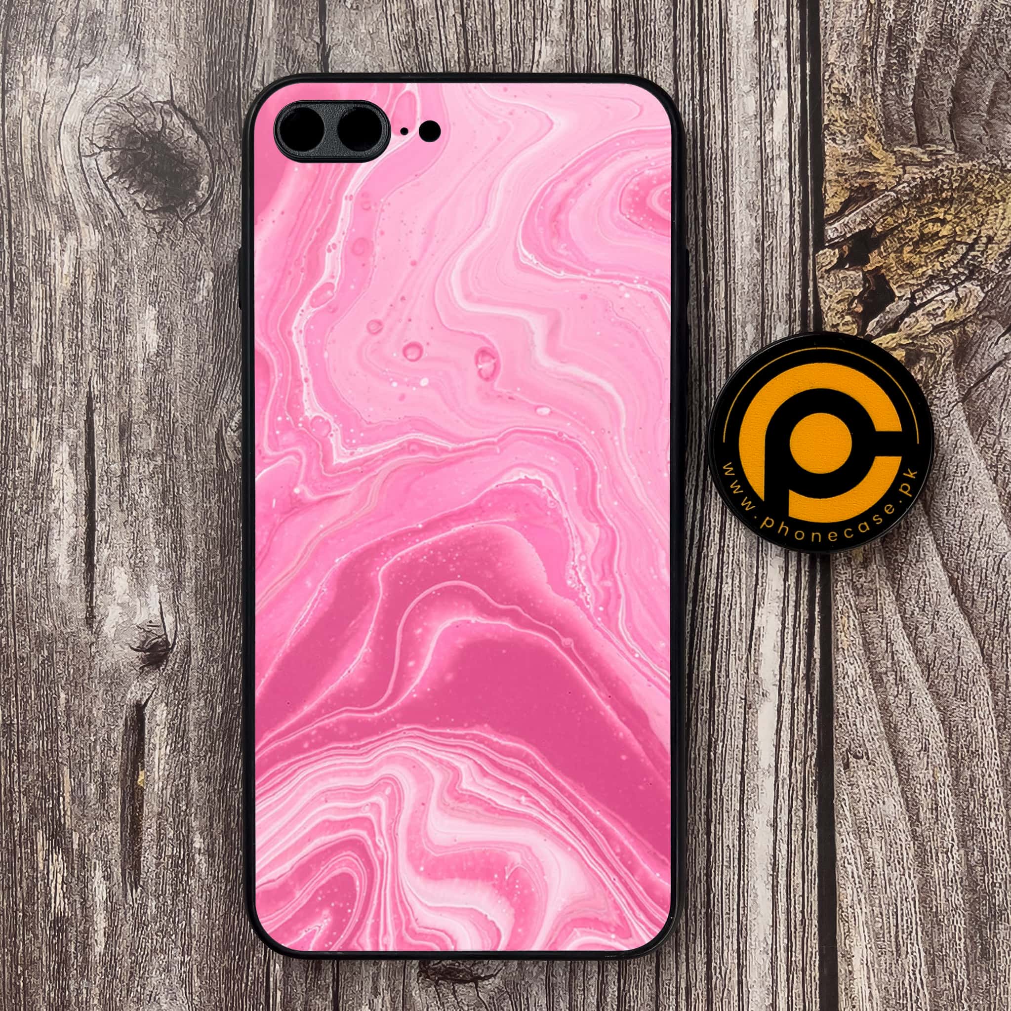 iPhone 7 Plus/ 8 Plus - Pink Marble Series - Premium Metal Printed soft Bumper shock Proof Case