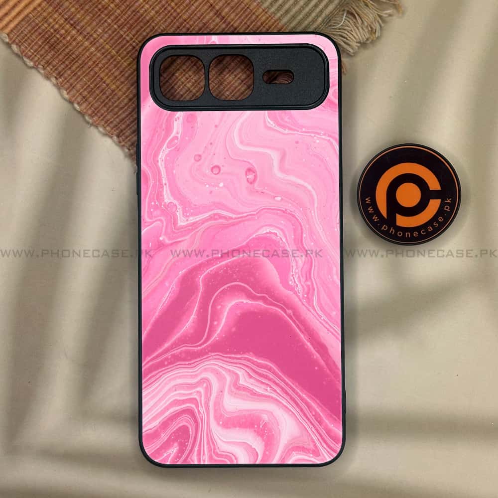 Infinix Smart 10 Plus - Pink Marble Series - Premium Metal Printed soft Bumper shock Proof Case