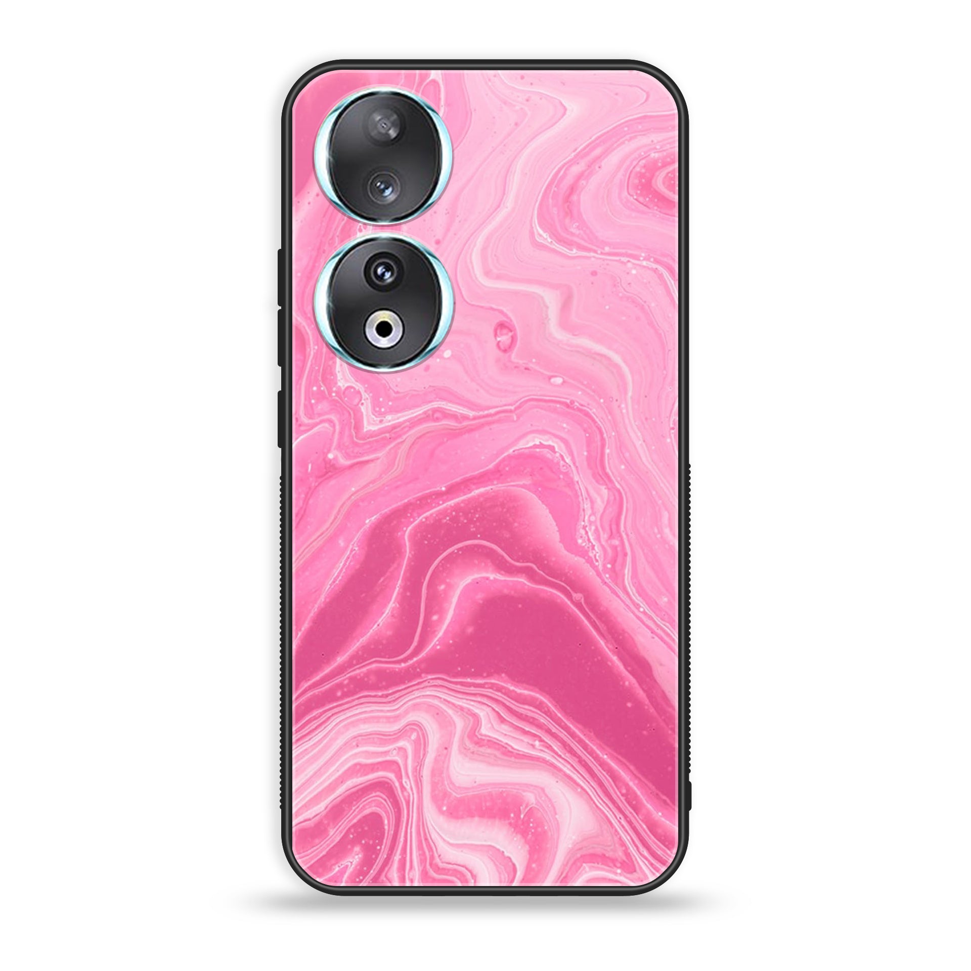 Huawei Honor 90 - Pink Marble Series - Premium Printed Glass soft Bumper shock Proof Case