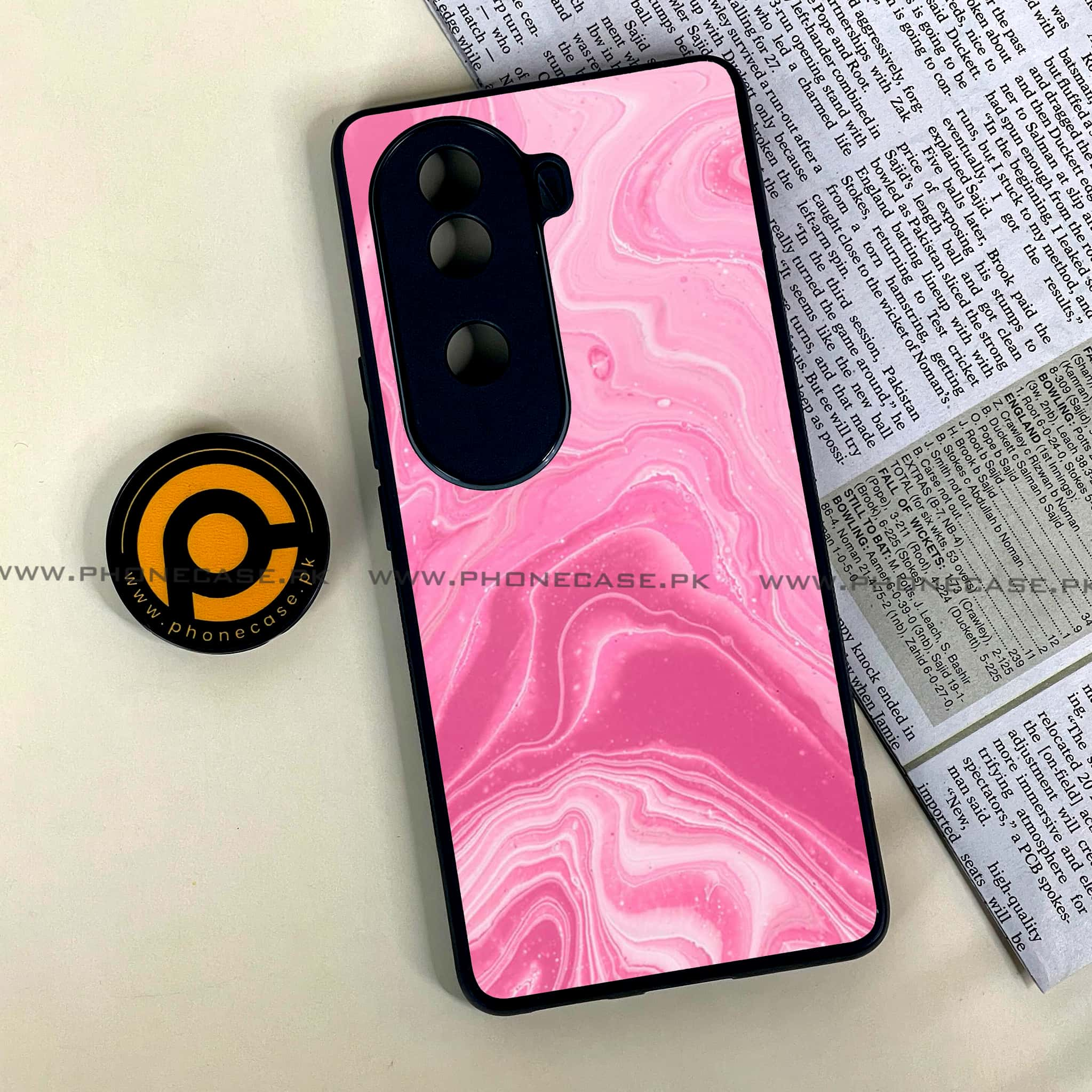 Vivo V40e - Pink Marble Series - Premium Printed Glass soft Bumper shock Proof Case