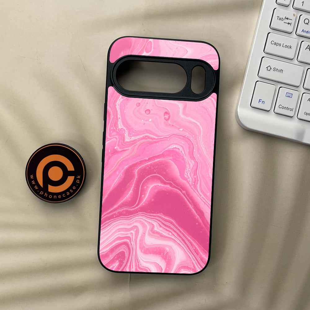 Google Pixel 10  - Pink Marble Series - Premium Metal Printed soft Bumper Shockof Case