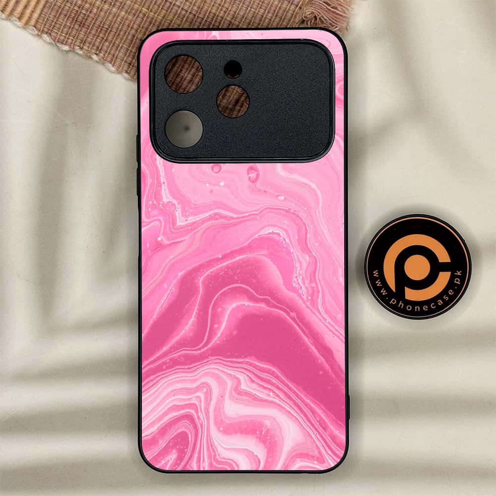 Tecno Spark 40 - Pink Marble Series - Premium Metal Printed soft Bumper shock Proof Case