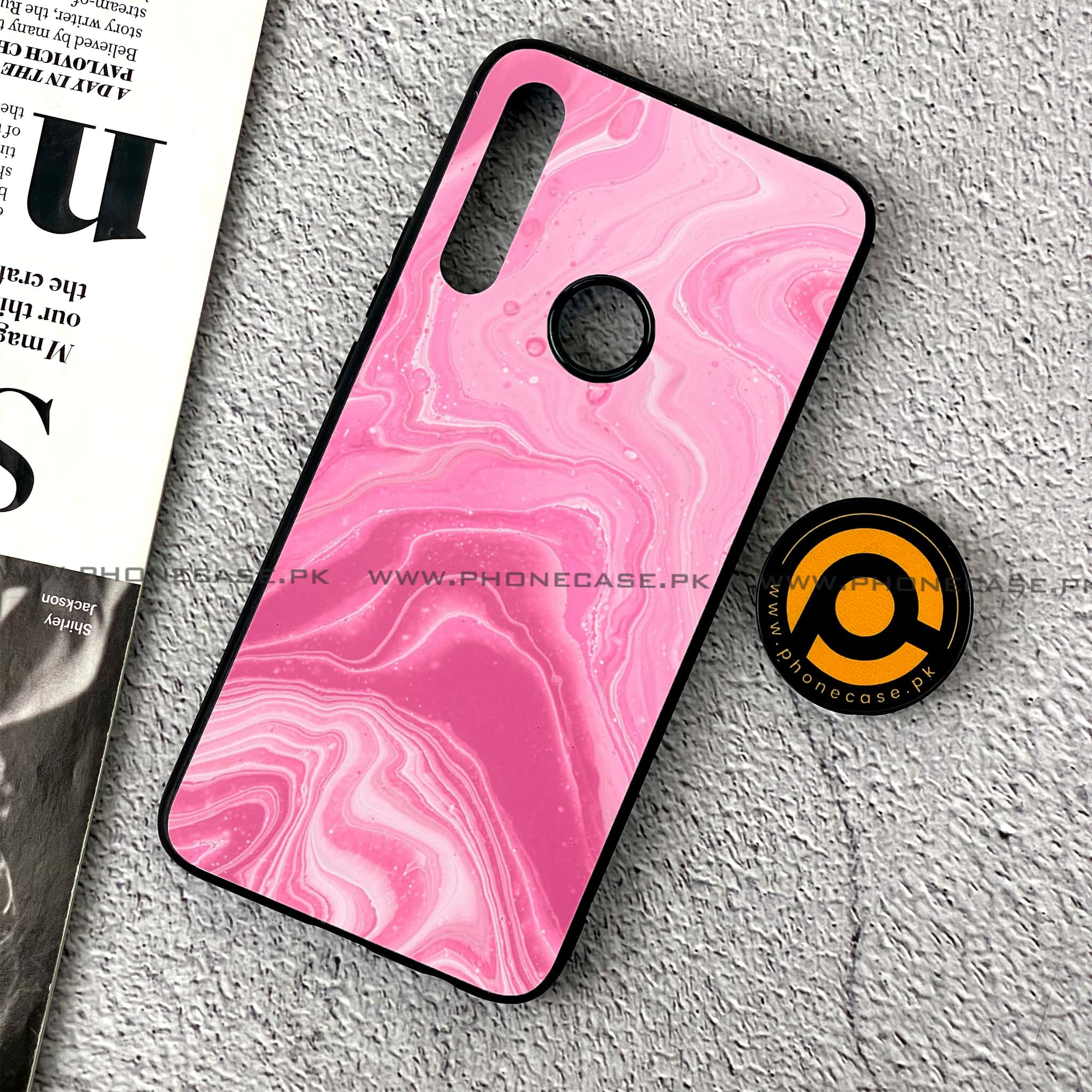 Huawei Y9 Prime (2019) - Pink Marble Series - Premium Printed Glass soft Bumper shock Proof Case