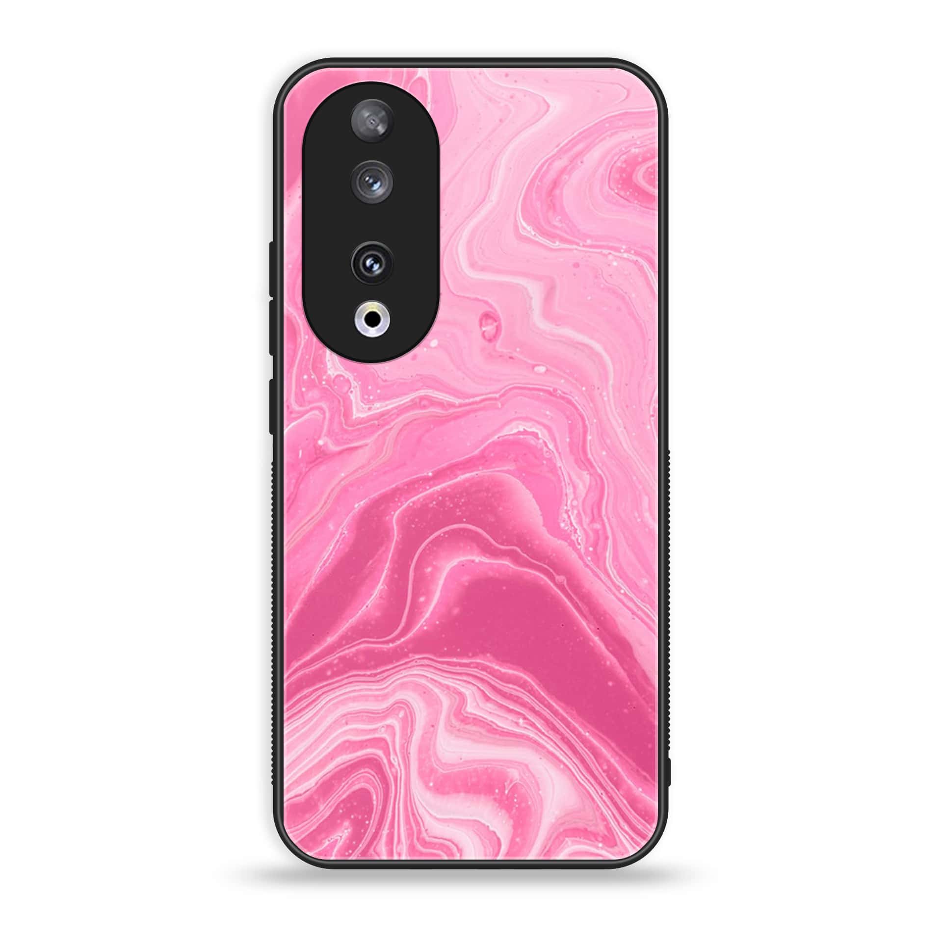 Huawei Honor 90 - Pink Marble Series - Premium Printed Glass soft Bumper shock Proof Case