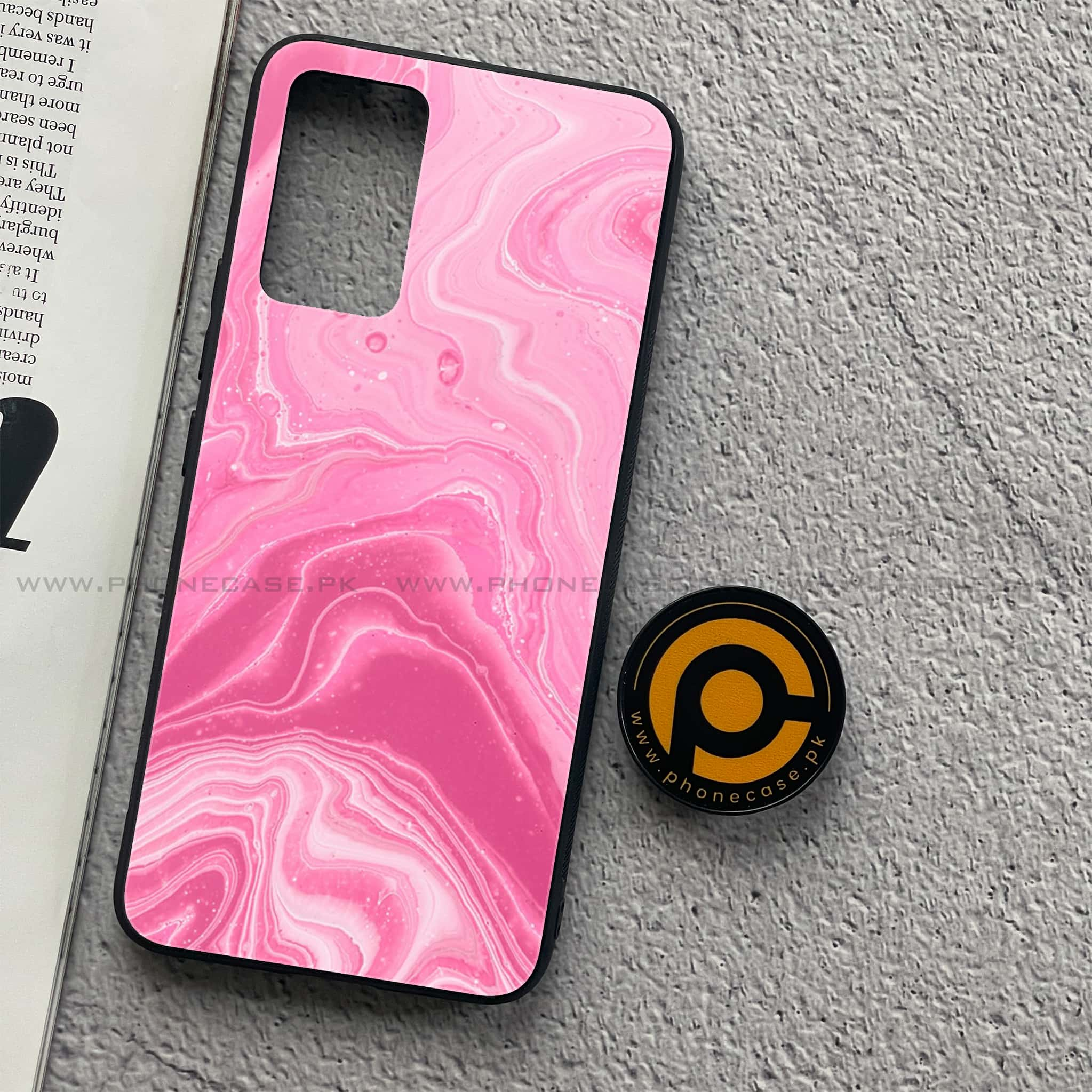 Vivo V21 - Pink Marble Series - Premium Printed Glass soft Bumper shock Proof Case