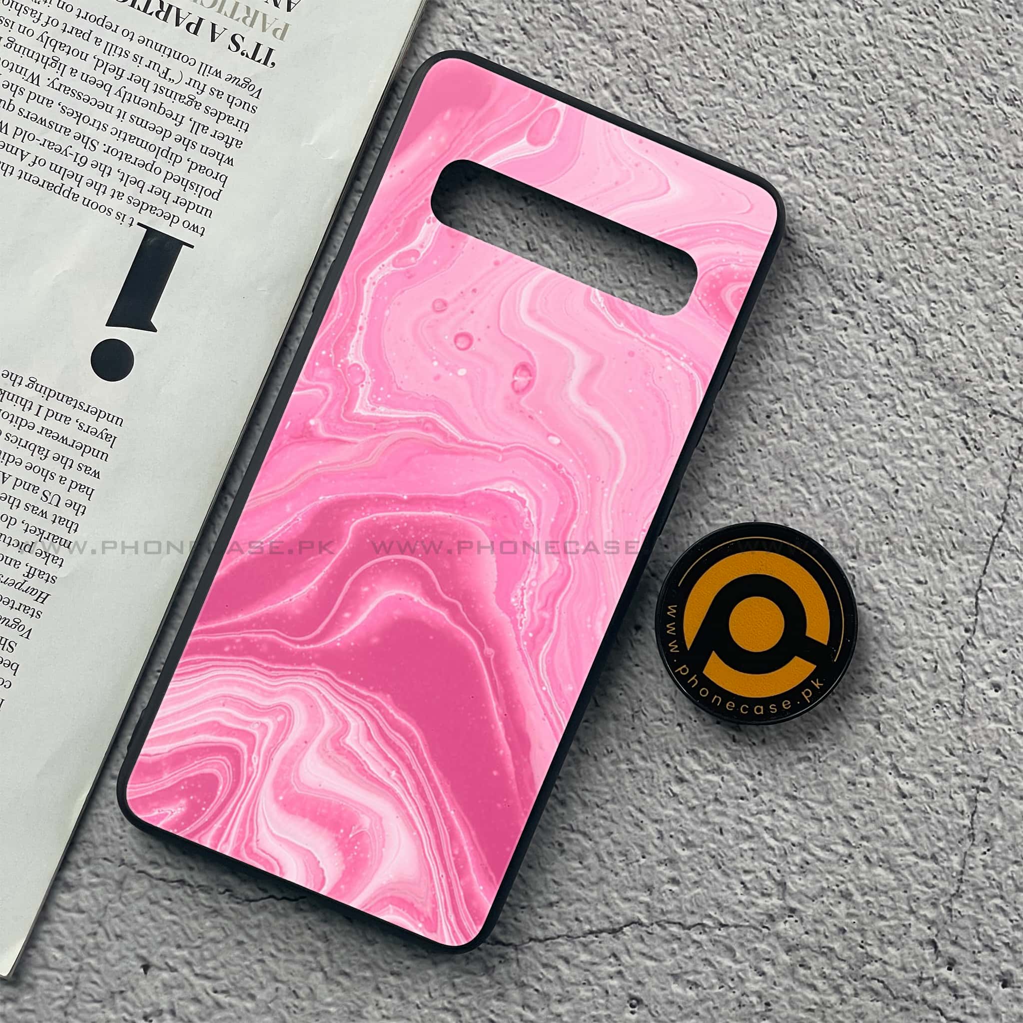 Samsung Galaxy S10 5G - Pink Marble Series - Premium Printed Glass soft Bumper shock Proof Case