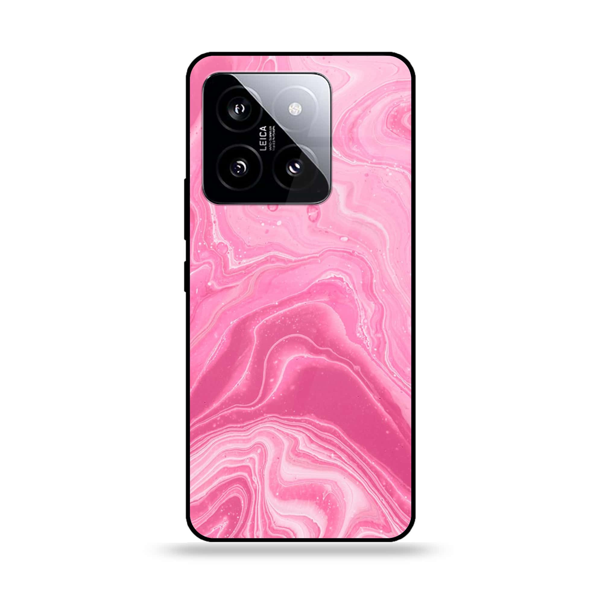 Xiaomi 14 - Pink Marble Series - Premium Printed Glass soft Bumper shock Proof Case
