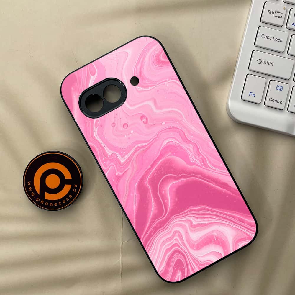 Google Pixel 9a - Pink Marble Series - Premium Metal Printed soft Bumper Shock Proof Case