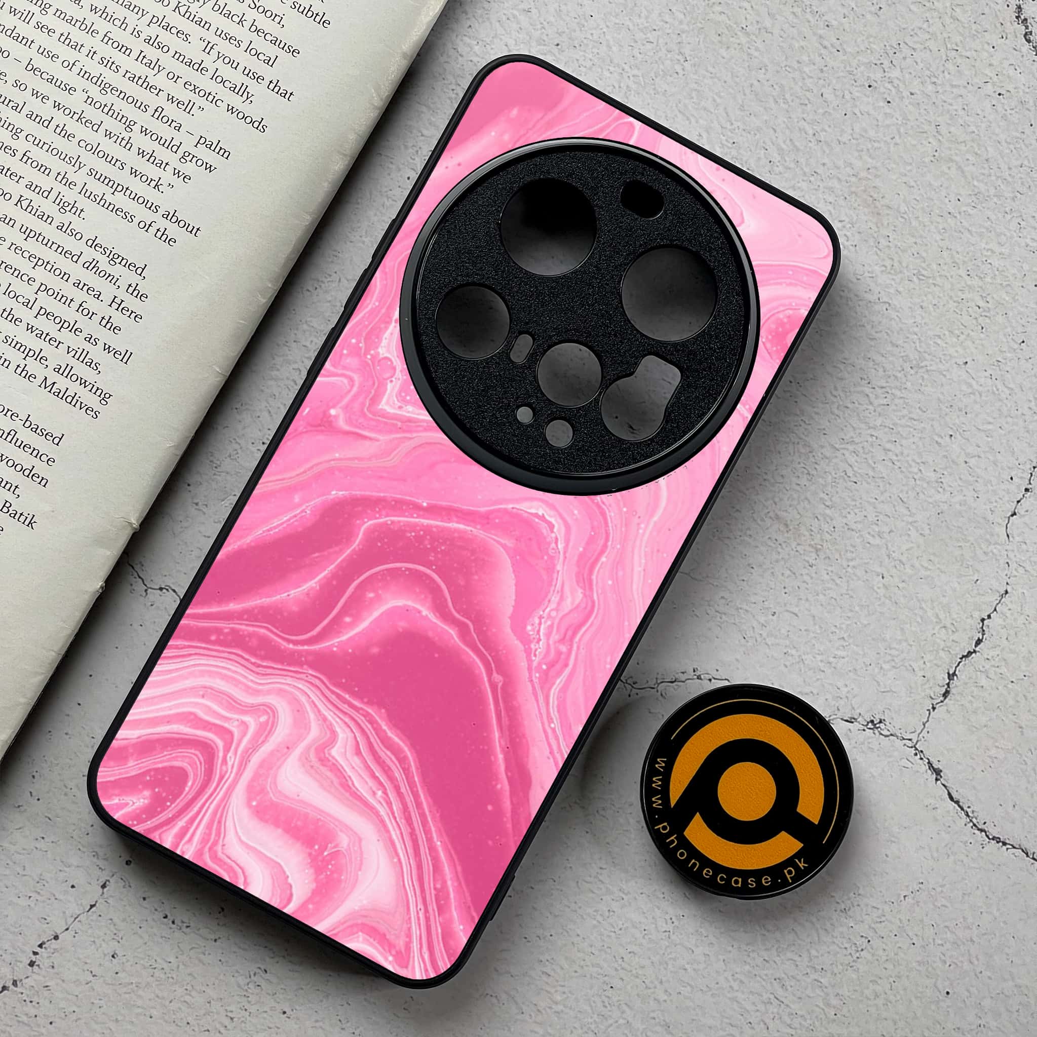 Xiaomi 15 Ultra - Pink Marble Series - Premium Metal Printed Soft Bumper Shockproof Case