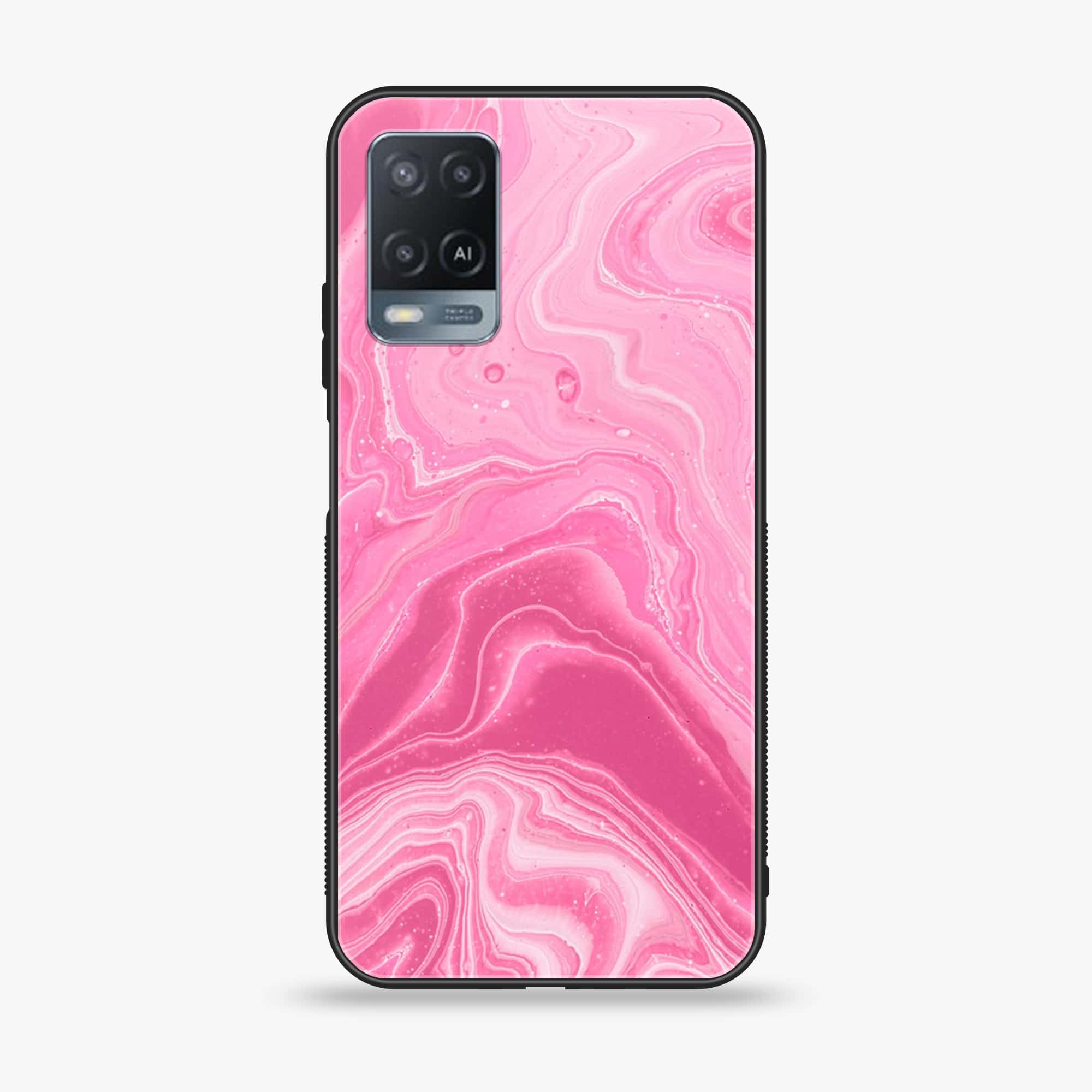 Oppo A54 - Pink Marble Series - Premium Printed Glass soft Bumper shock Proof Case