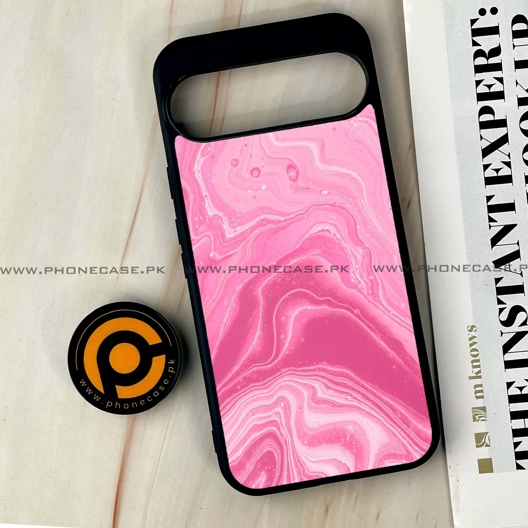 Google Pixel 9 Pro XL - Pink Marble Series - Premium Printed Glass soft Bumper shock Proof Case