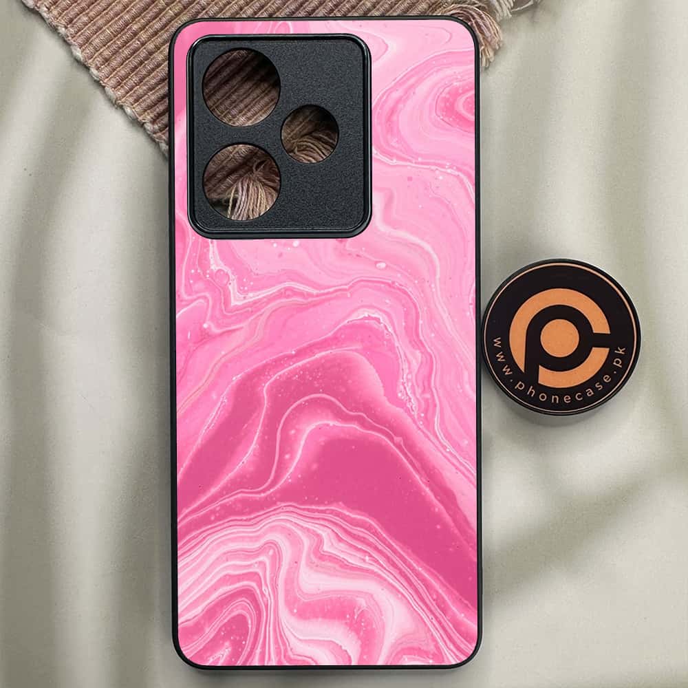 Realme GT 7 - Pink Marble Series - Premium Metal Printed soft Bumper shock Proof Case